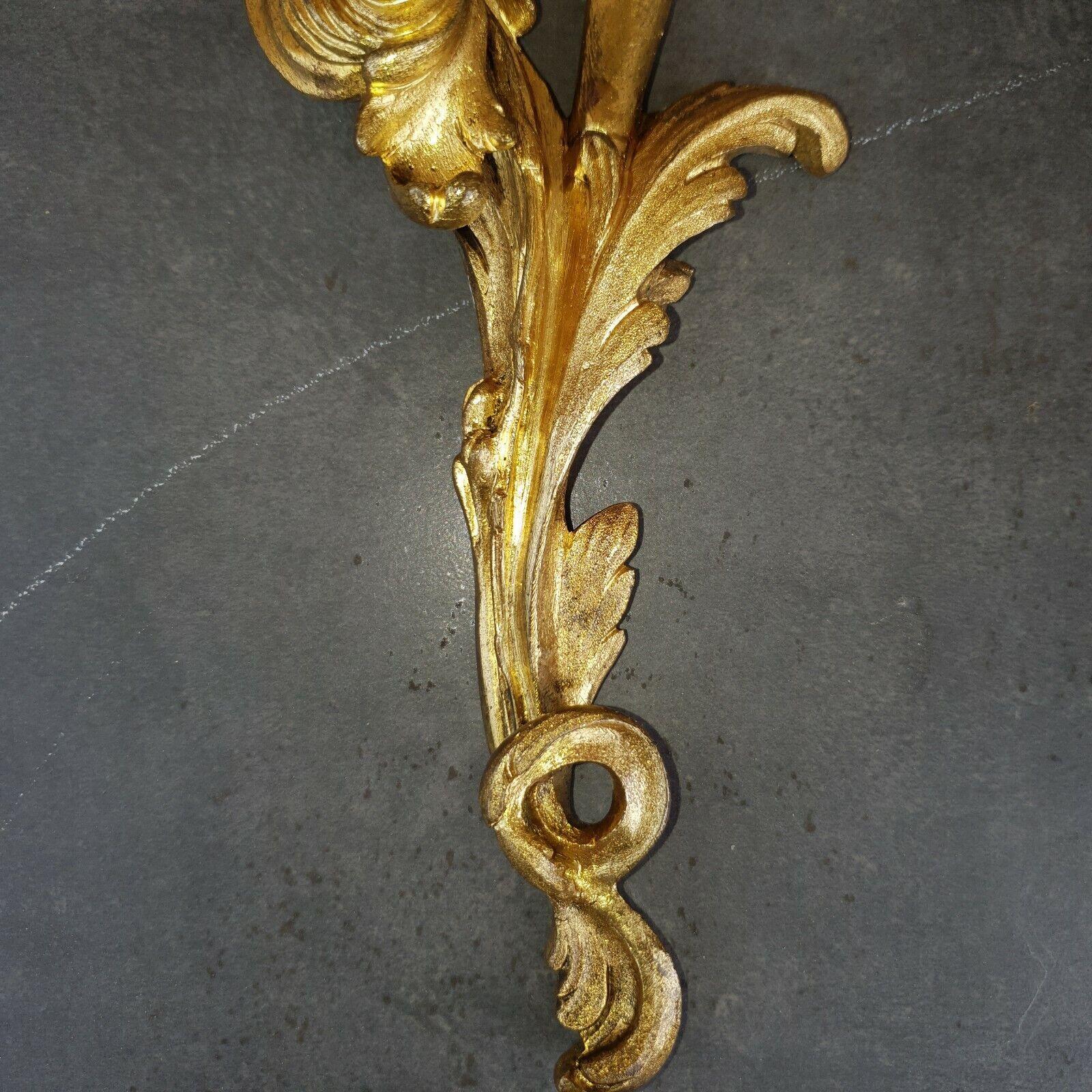 Pair 19thc French Dore Bronze Louis XV Rococo style Wall Sconces  For Sale 9