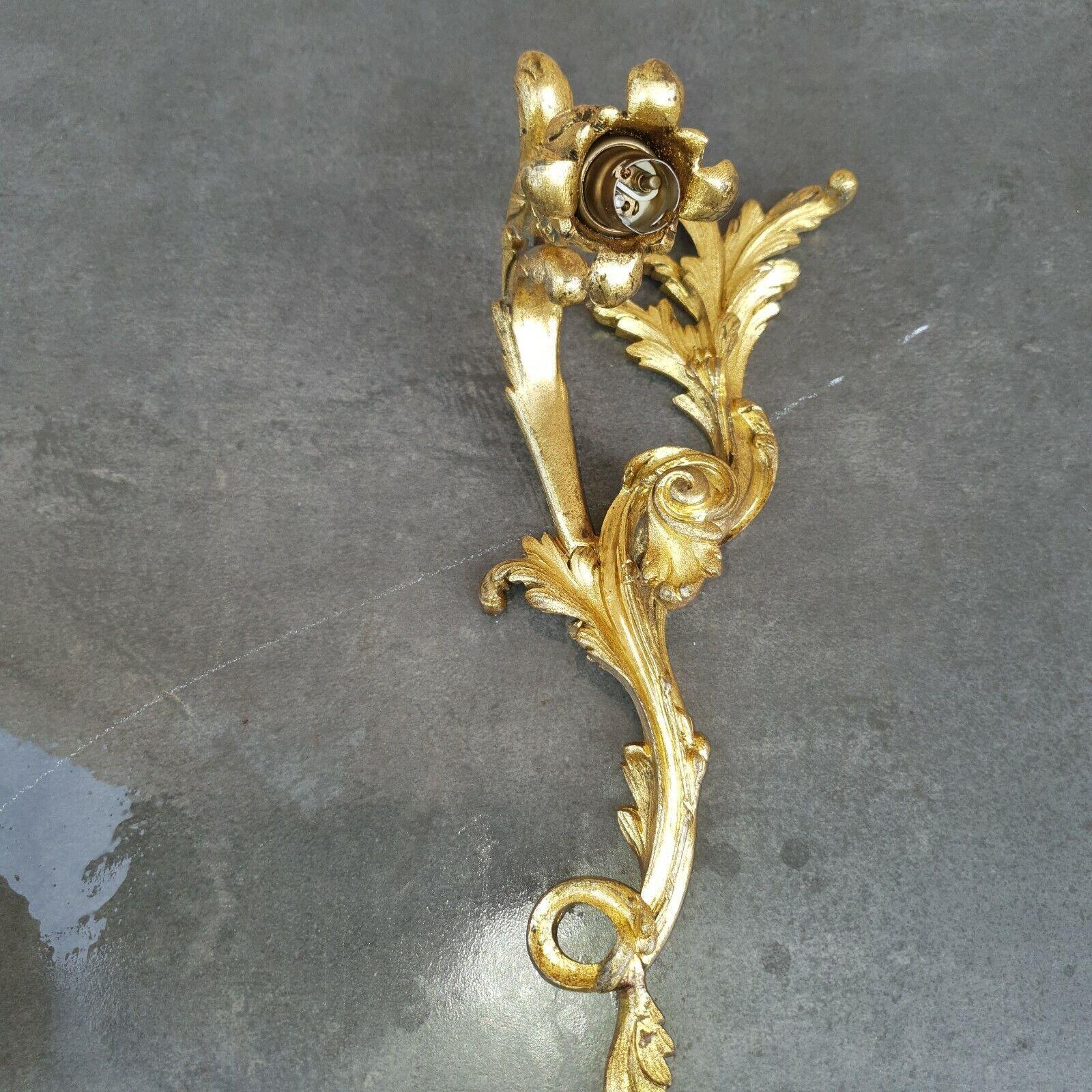 Pair 19thc French Dore Bronze Louis XV Rococo style Wall Sconces  For Sale 11