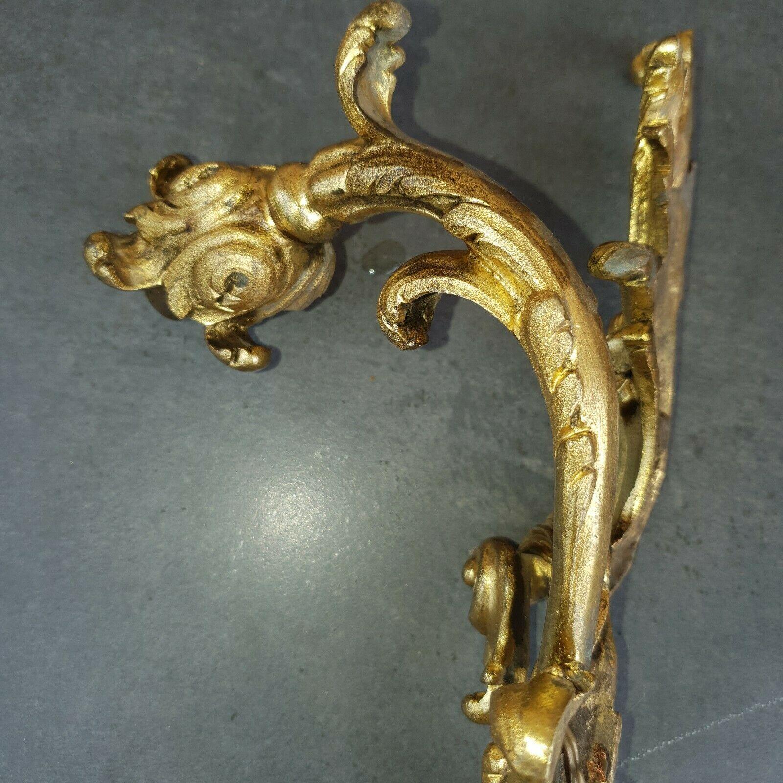Pair 19thc French Dore Bronze Louis XV Rococo style Wall Sconces  In Good Condition For Sale In Opa Locka, FL