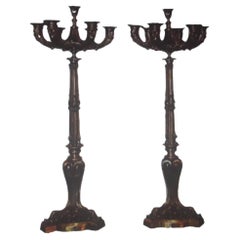 Pair 19thc French Empire Bronze Male Figural Candelabra
