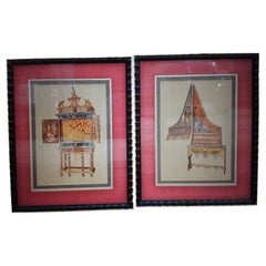 Used Pair 19thc French Louis XVI Etching Framed Art