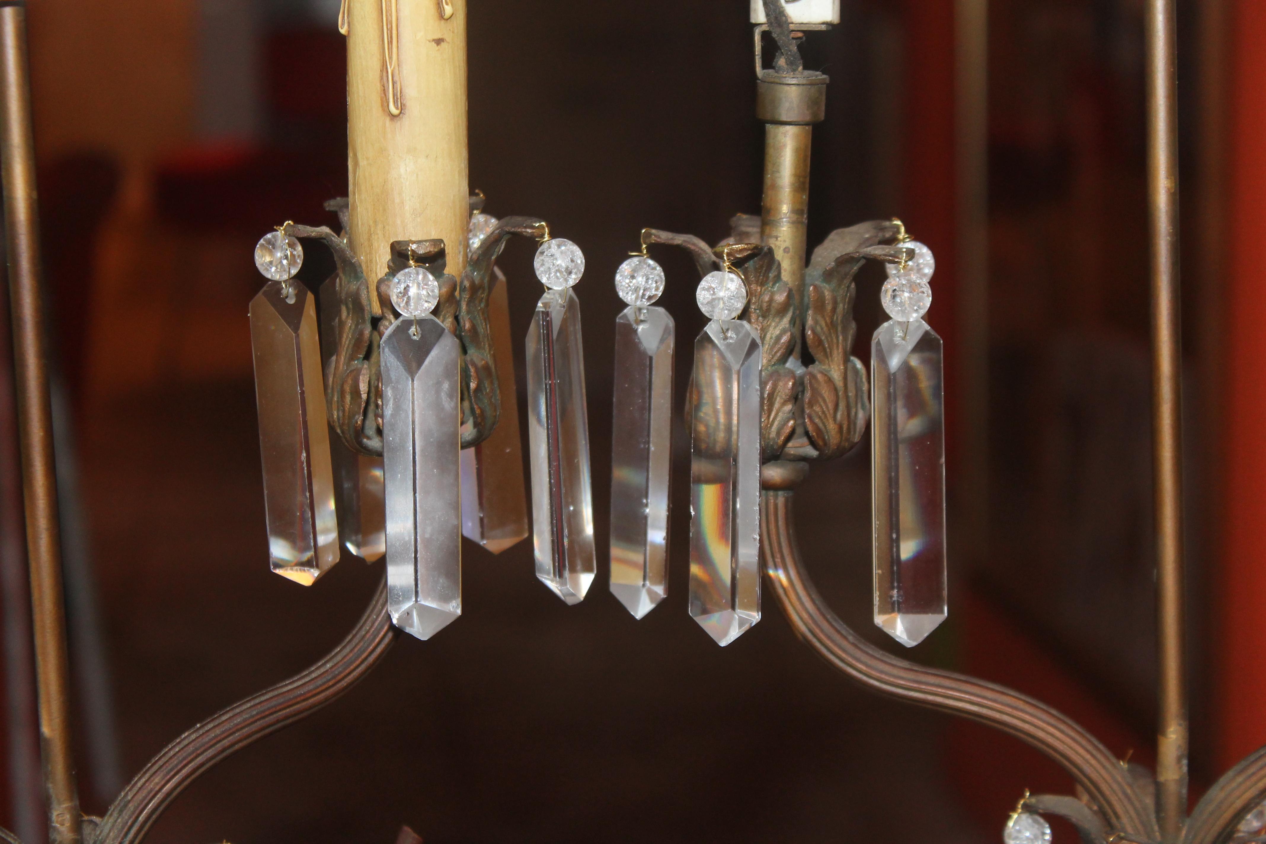 Paire de lampes de table Napoléon III en bronze, cristal de roche et cristal taillé du XIXe siècle en vente 5