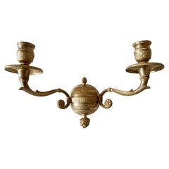 Pair 19thc French Neoclassical Gilt Bronze Wall Sconces  attrib. Maison Bagues