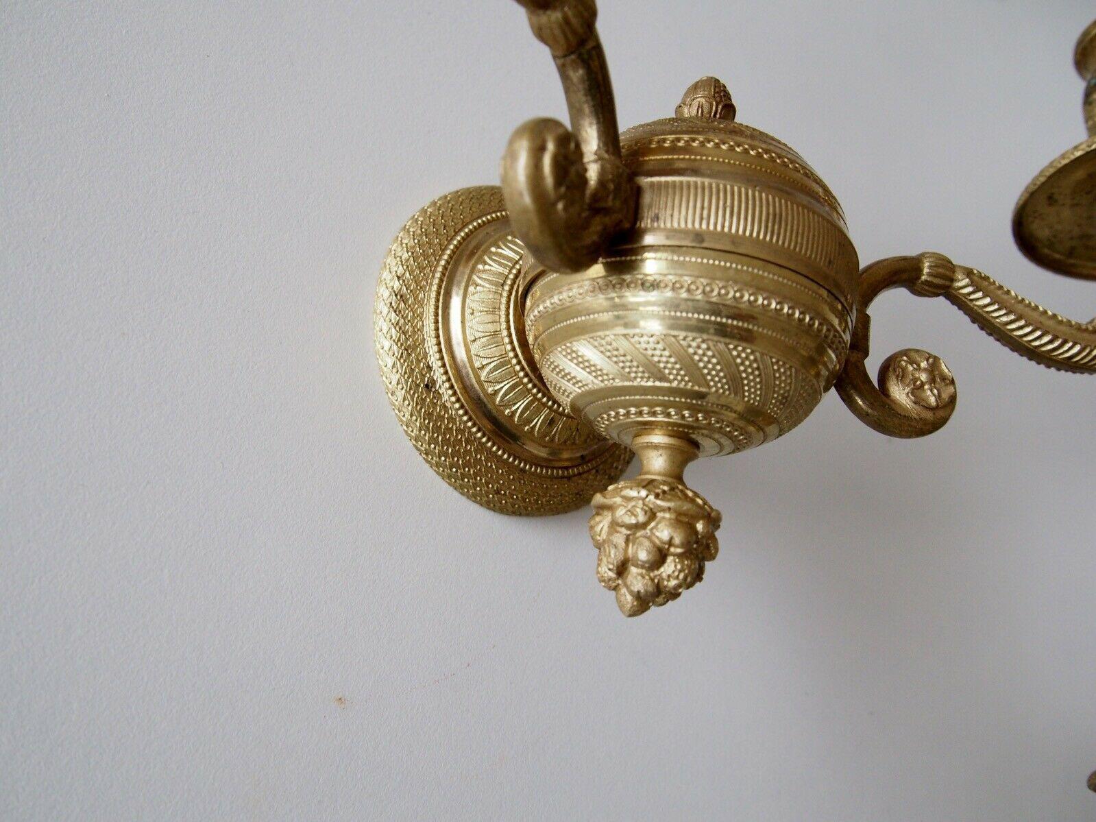 Pair 19thc French Neoclassical Gilt Bronze Wall Sconces  attrib. Maison Bagues For Sale 1