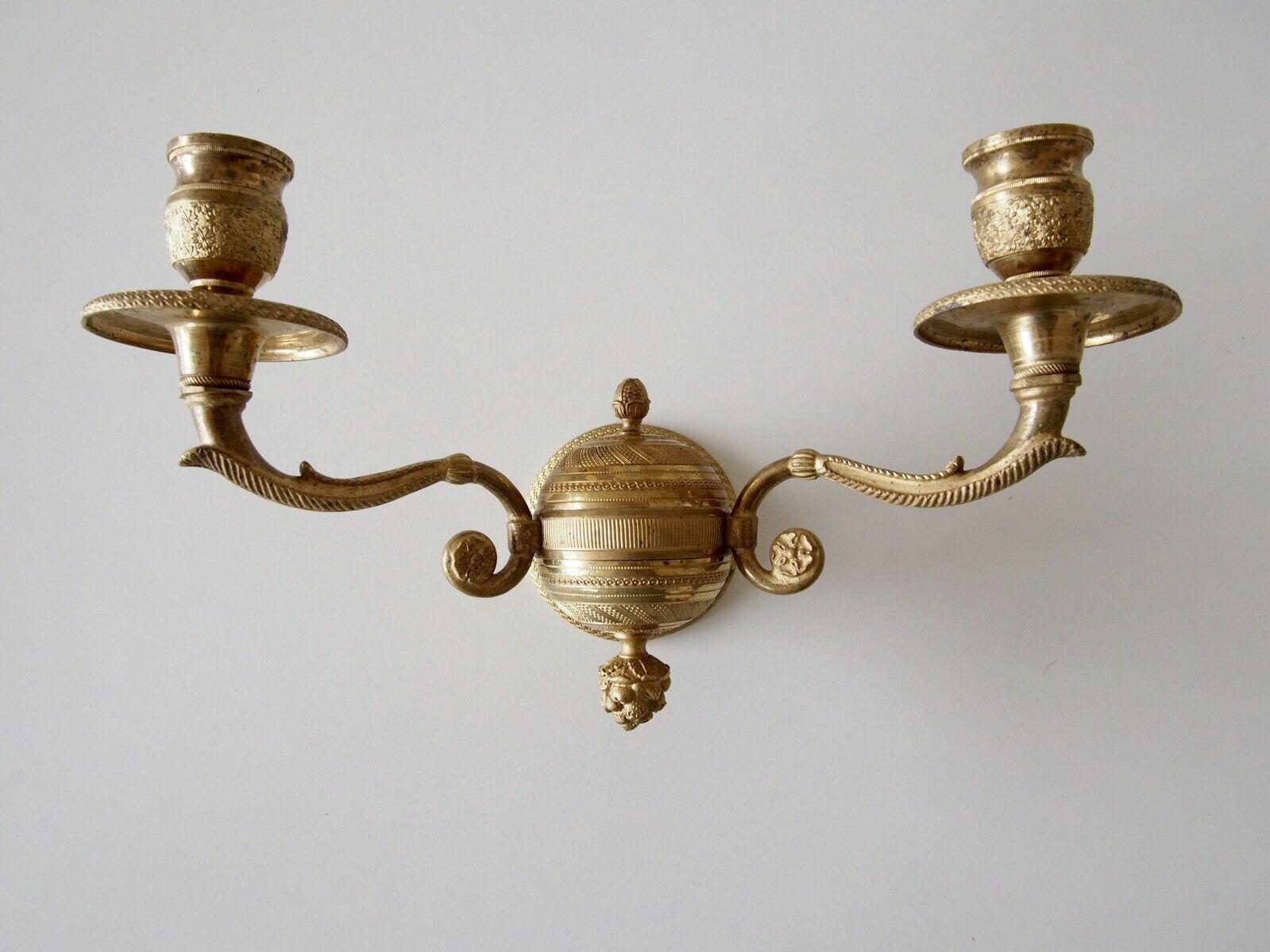 Pair 19thc French Neoclassical Gilt Bronze Wall Sconces  attrib. Maison Bagues For Sale 4