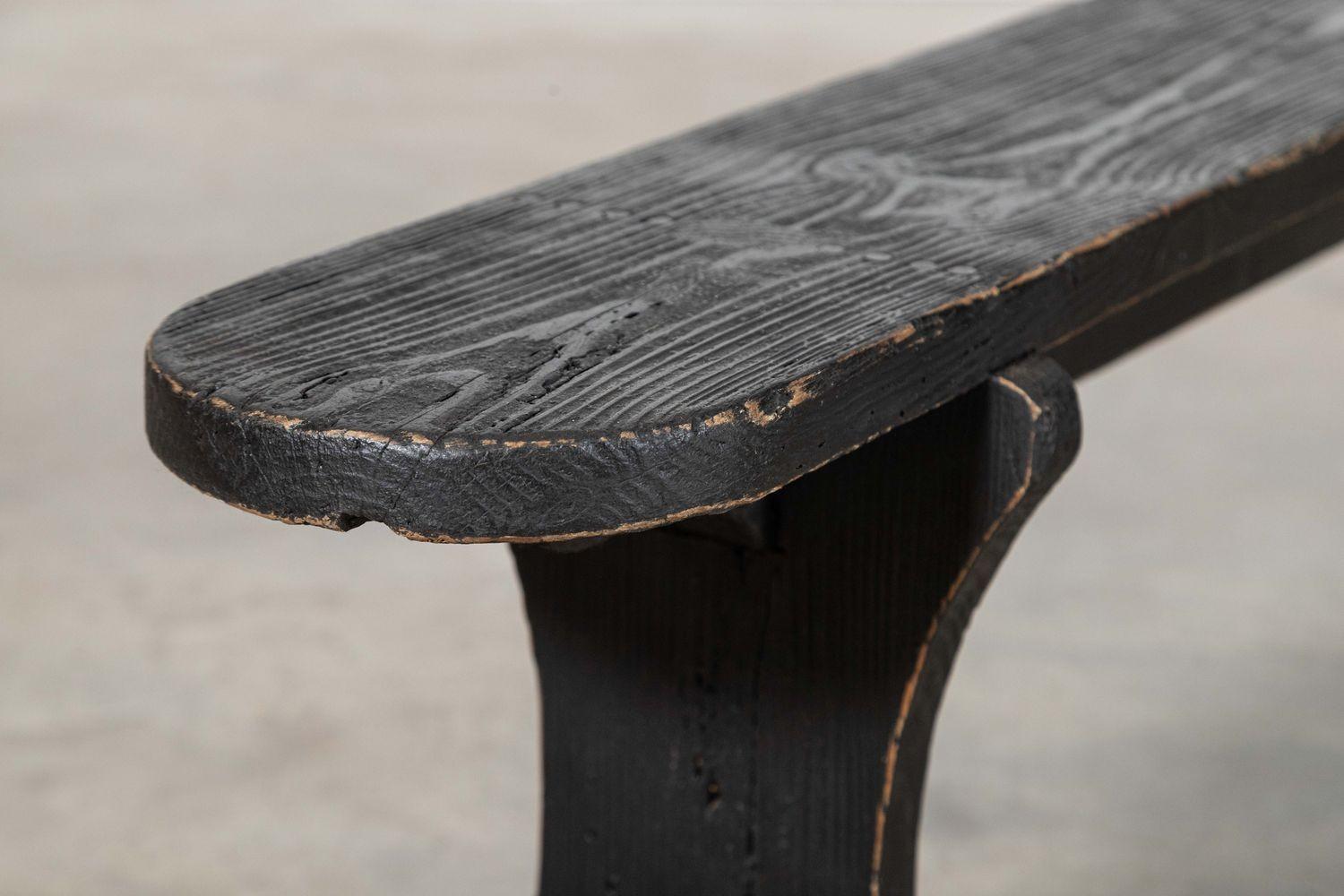 Coppia di panche francesi del XIX secolo in Oak e pino ebanizzato in vendita 1