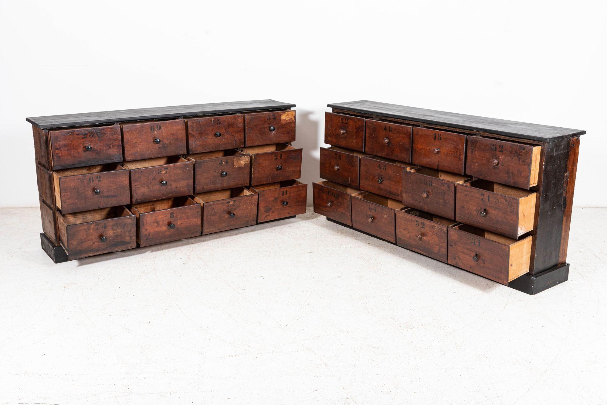 Circa 1880
 
19thC French Printers Drawers with original hand painted numbers. Pine & Fruitwood.
 
Sourced from the South of France
 
Price is each x1 left
 
sku 962
 
W166 x D34 x H81 cm