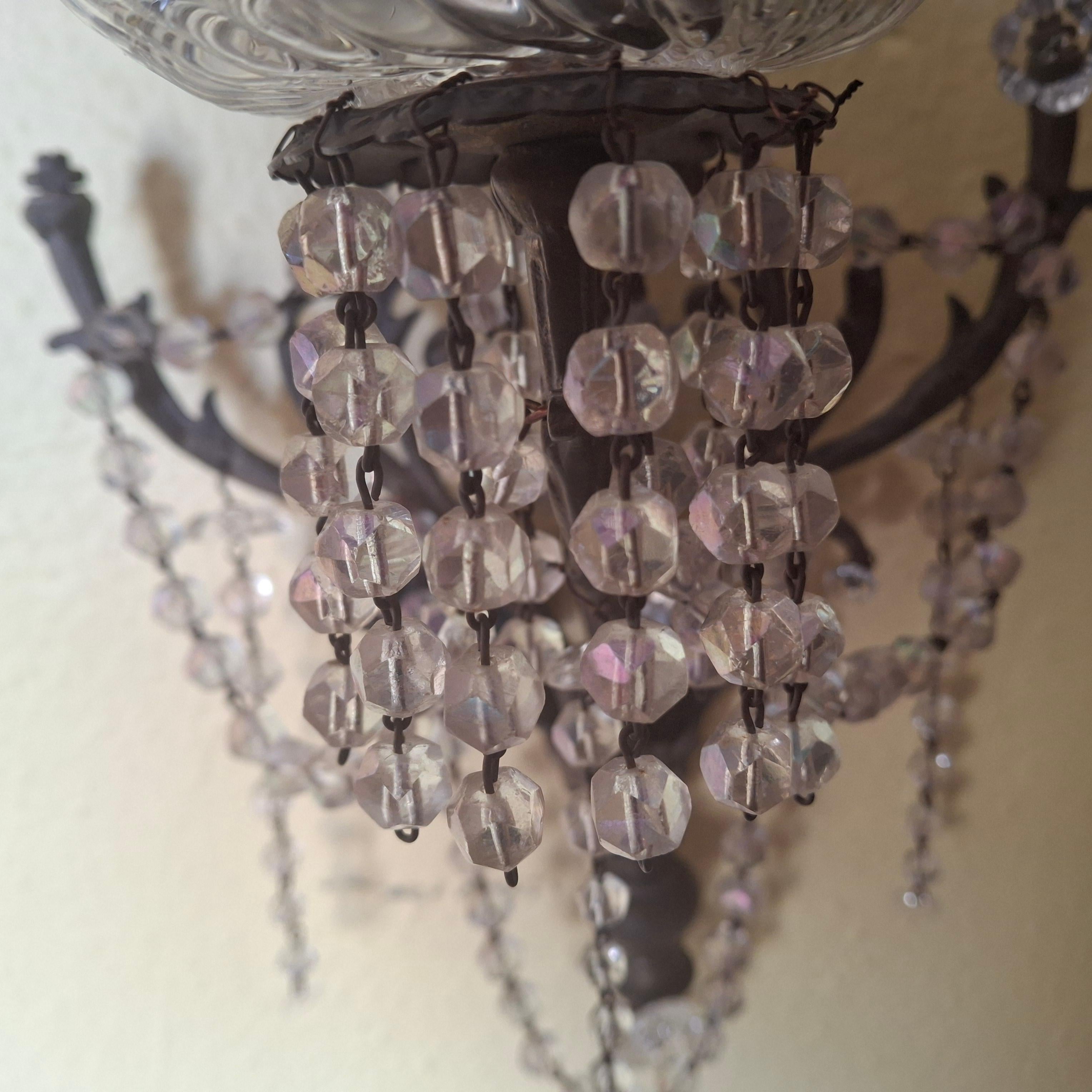 Paire d'appliques murales de style Régence française du 19e siècle en bronze avec cristal taillé en vente 13