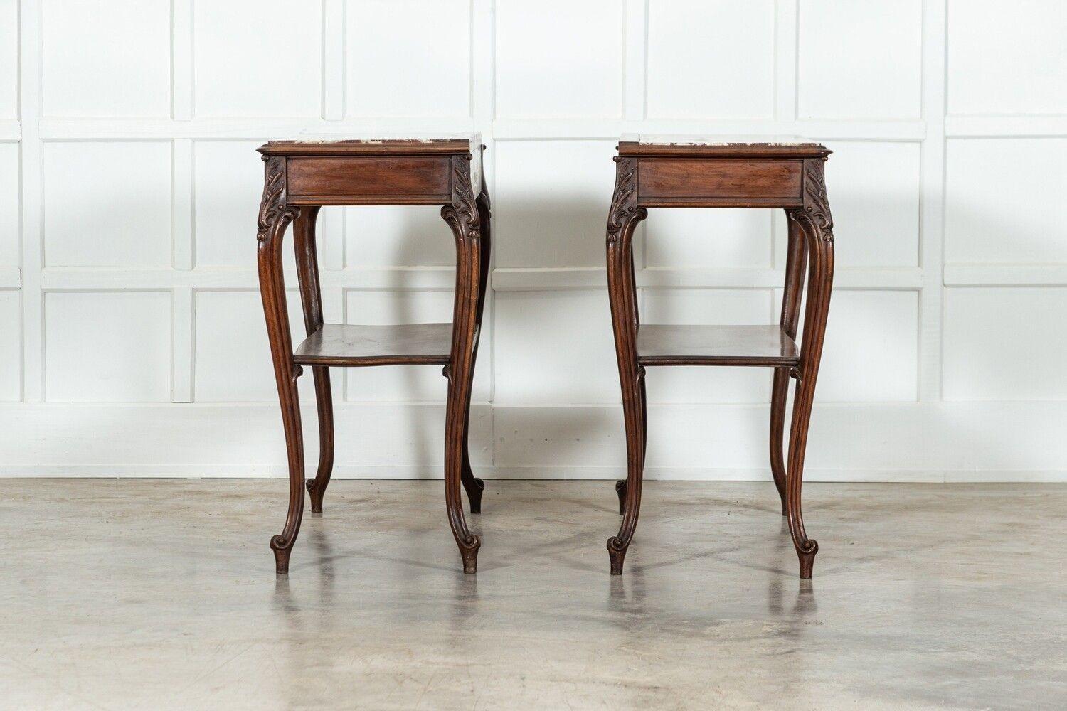 Pair 19thC French Walnut Marble Serving Tables For Sale 6