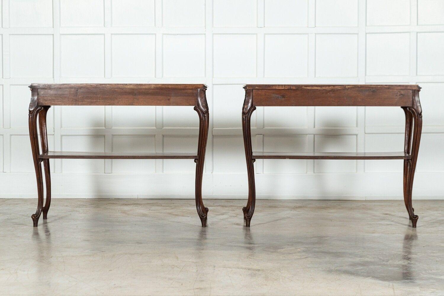 Pair 19thC French Walnut Marble Serving Tables For Sale 15