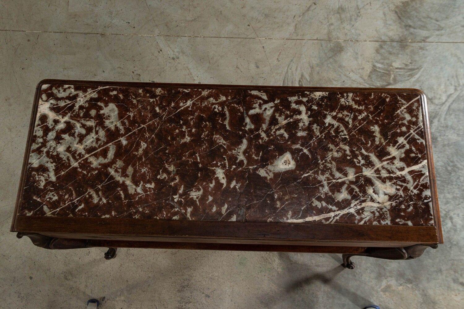 Pair 19thC French Walnut Marble Serving Tables For Sale 5