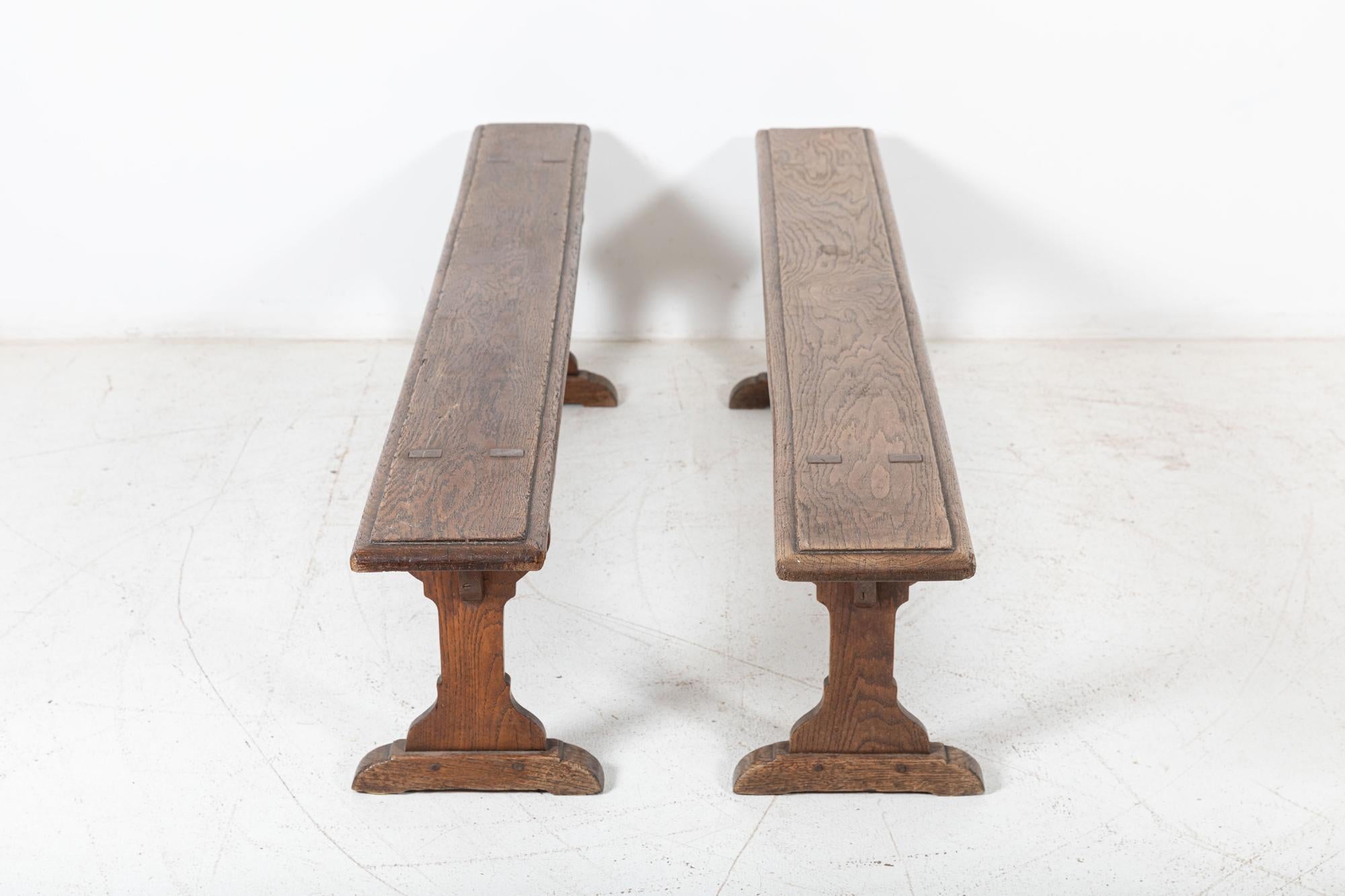 Circa 1890

Pair 19thC Large English Oak Benches

sku 878B

W200 x D30 x H44 cm