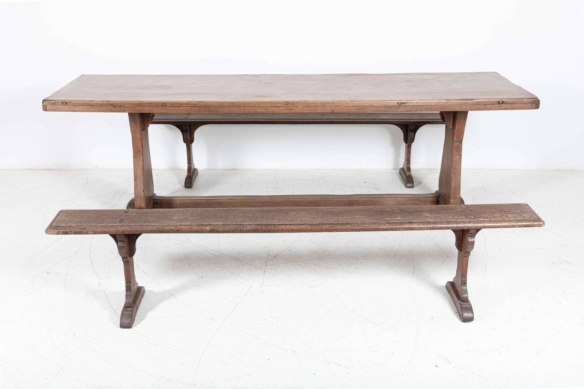 Pair 19thC Large English Oak Benches 4