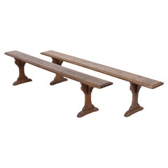 Pair 19thC Large English Oak Benches
