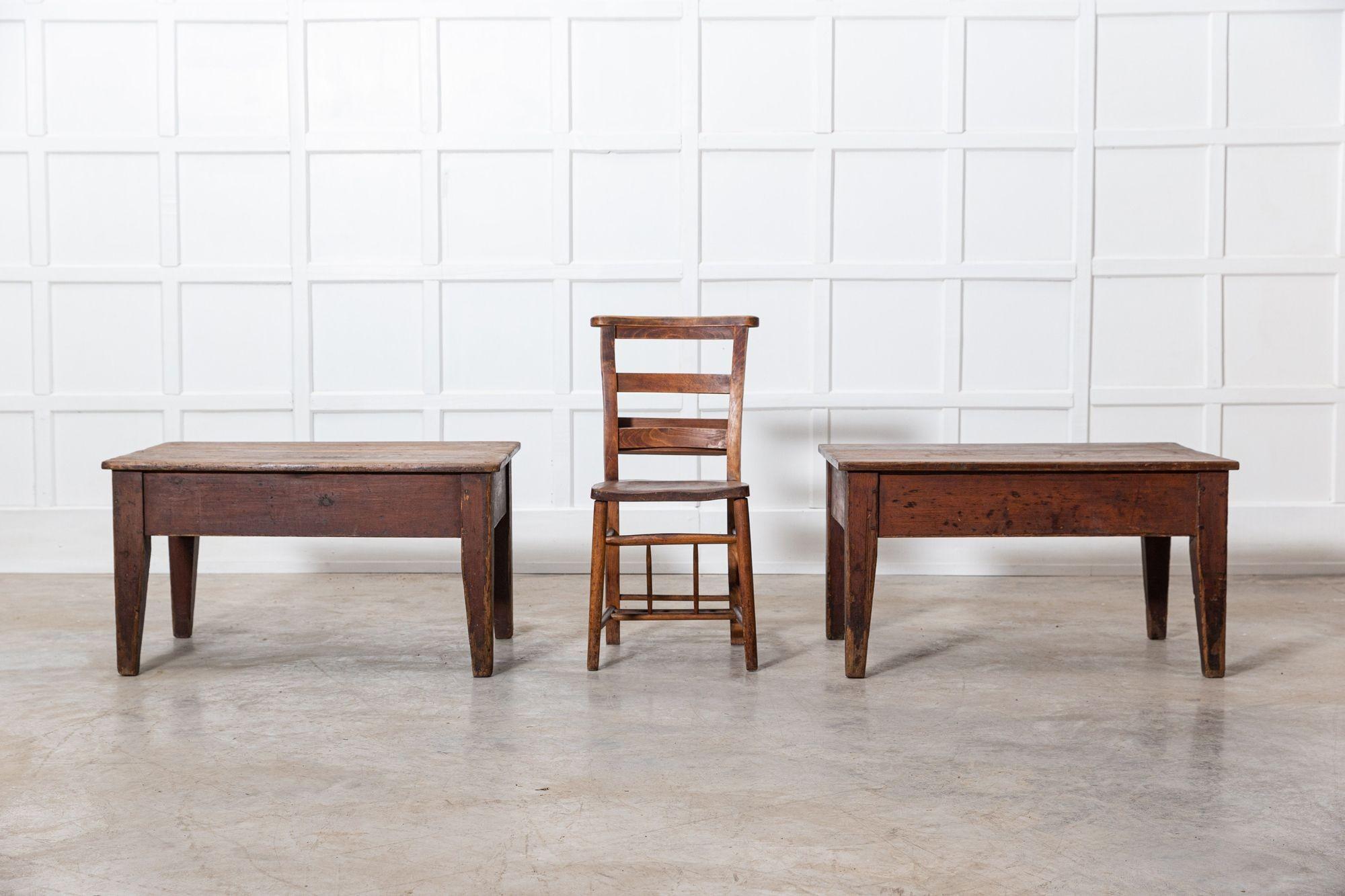 Pair 19thC Pine Work/Coffee Tables For Sale 9