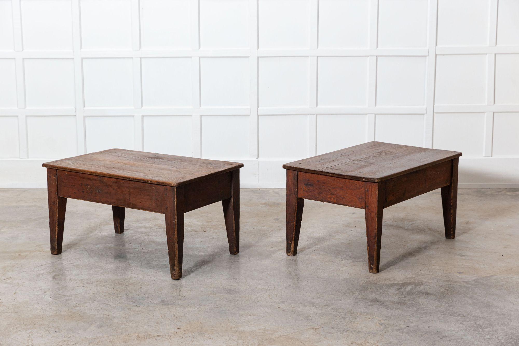 Pair 19thC Pine Work/Coffee Tables For Sale 2