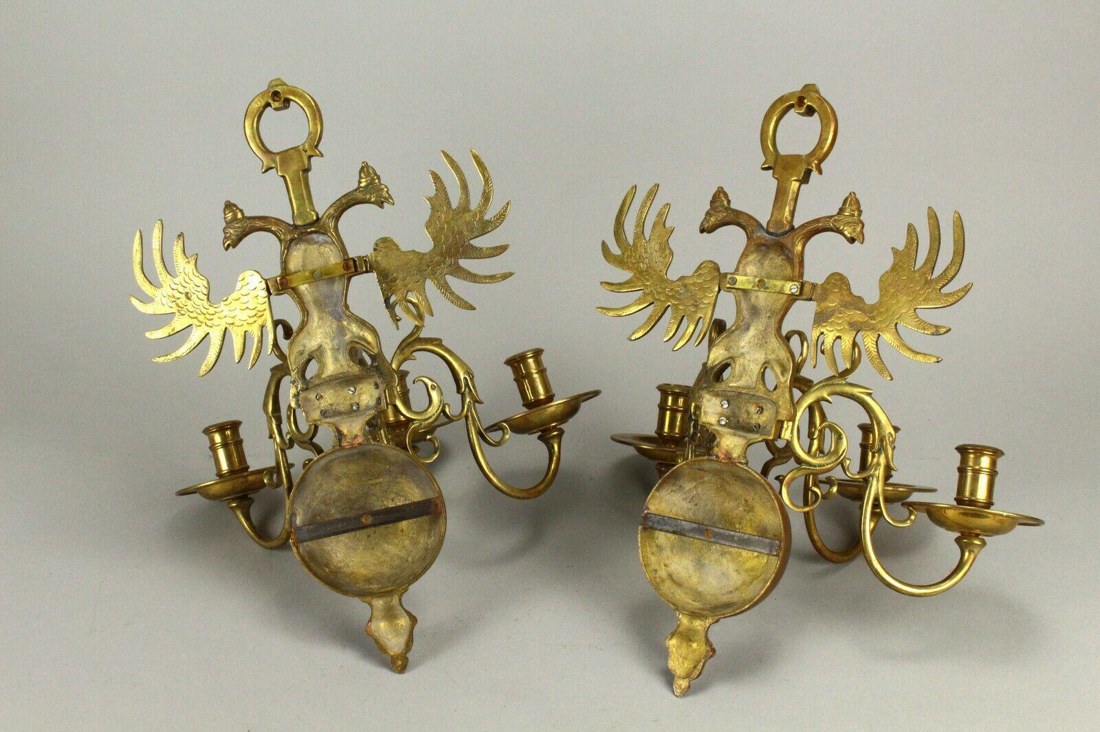 Pair 19thc Russian Imperial Gold Bronze Wall Candle Sconces.  Eagle Decoration For Sale 5