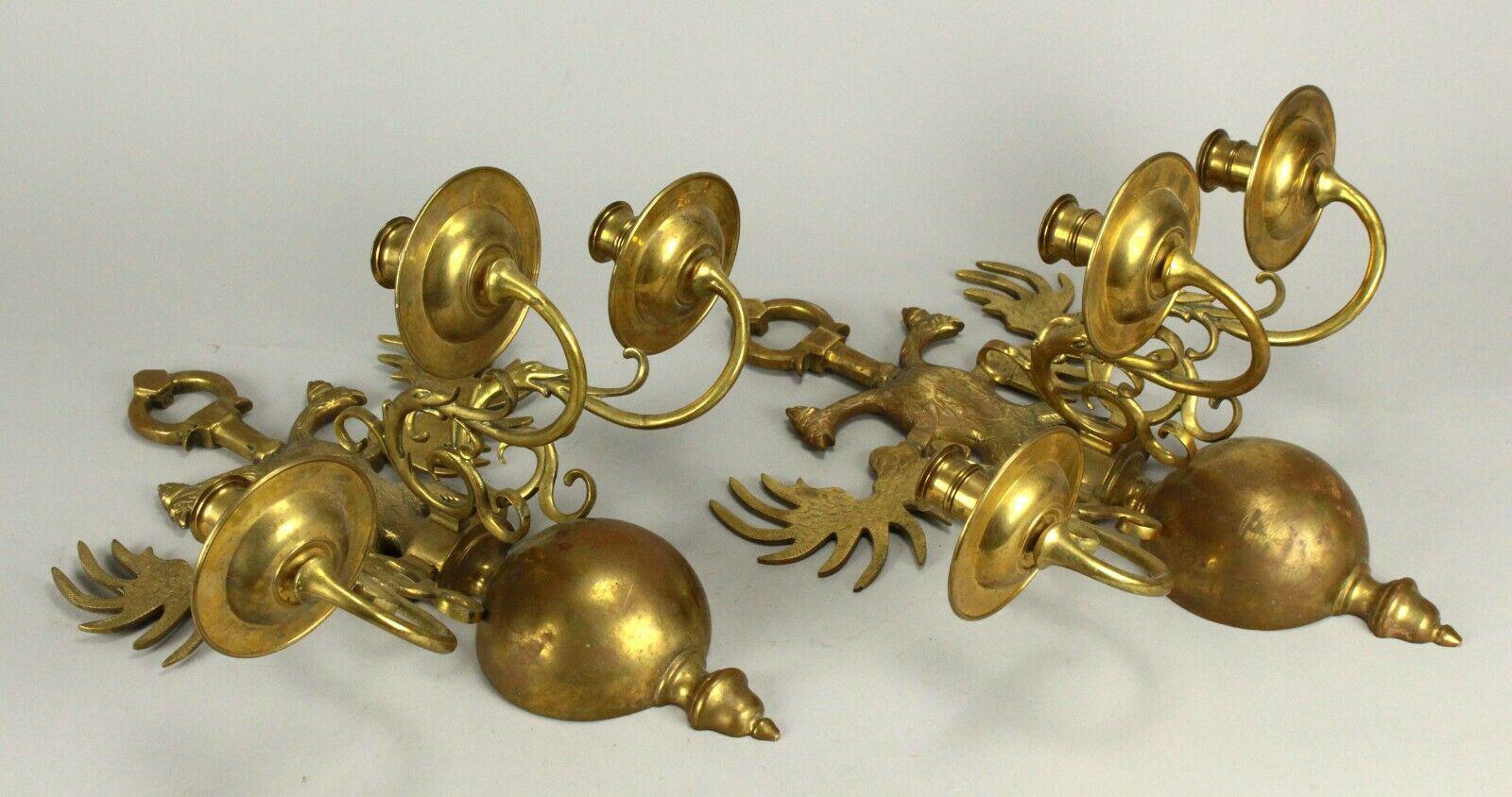 Pair 19thc Russian Imperial Gold Bronze Wall Candle Sconces.  Eagle Decoration For Sale 6