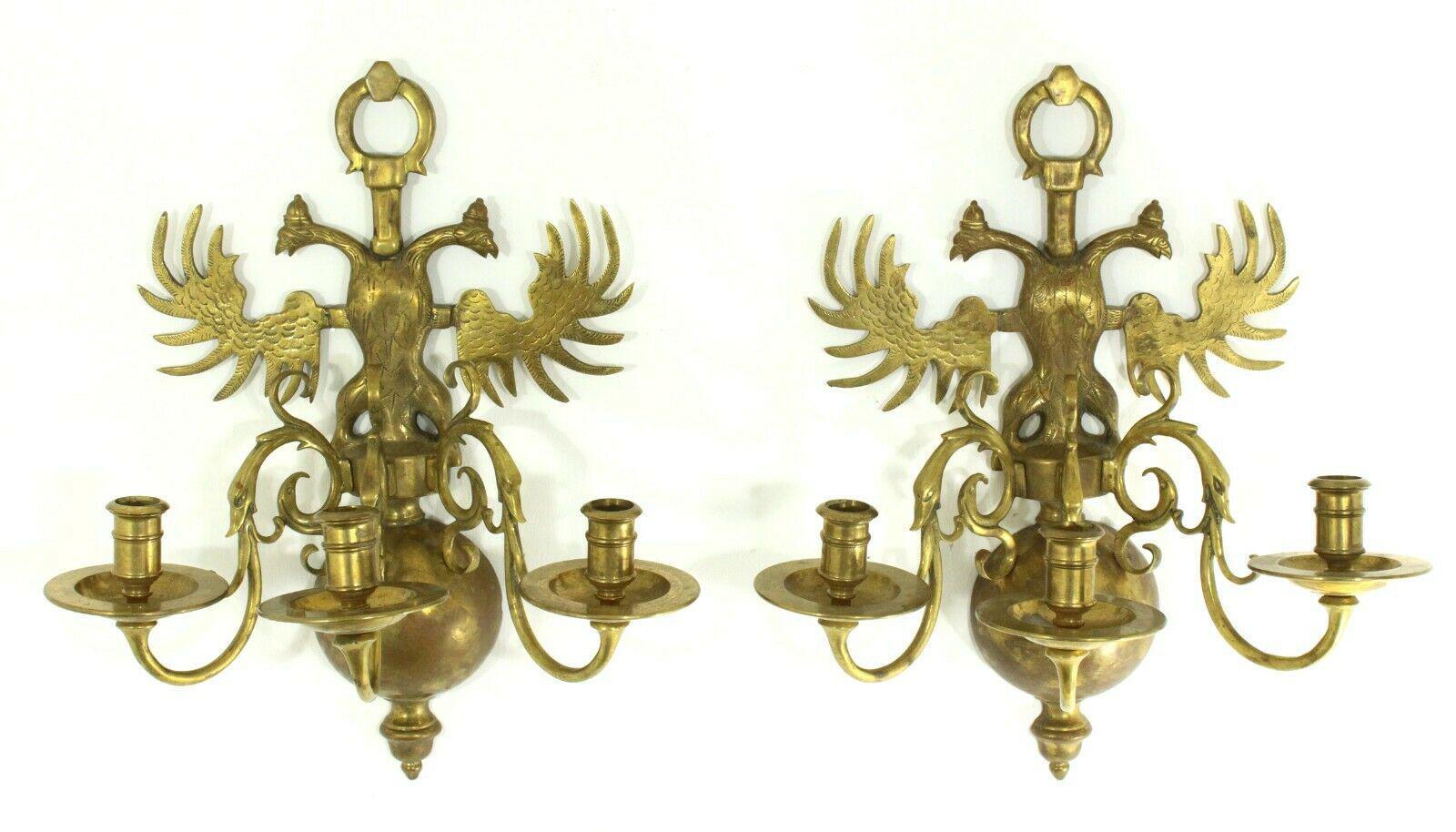 Paar 19. Jh. Russische kaiserliche/zeitliche Napoleon III Bronze Adler Figural Kerze Wandleuchter.  Ich habe diese Wandleuchter bei einer Auktion in Europa erworben.