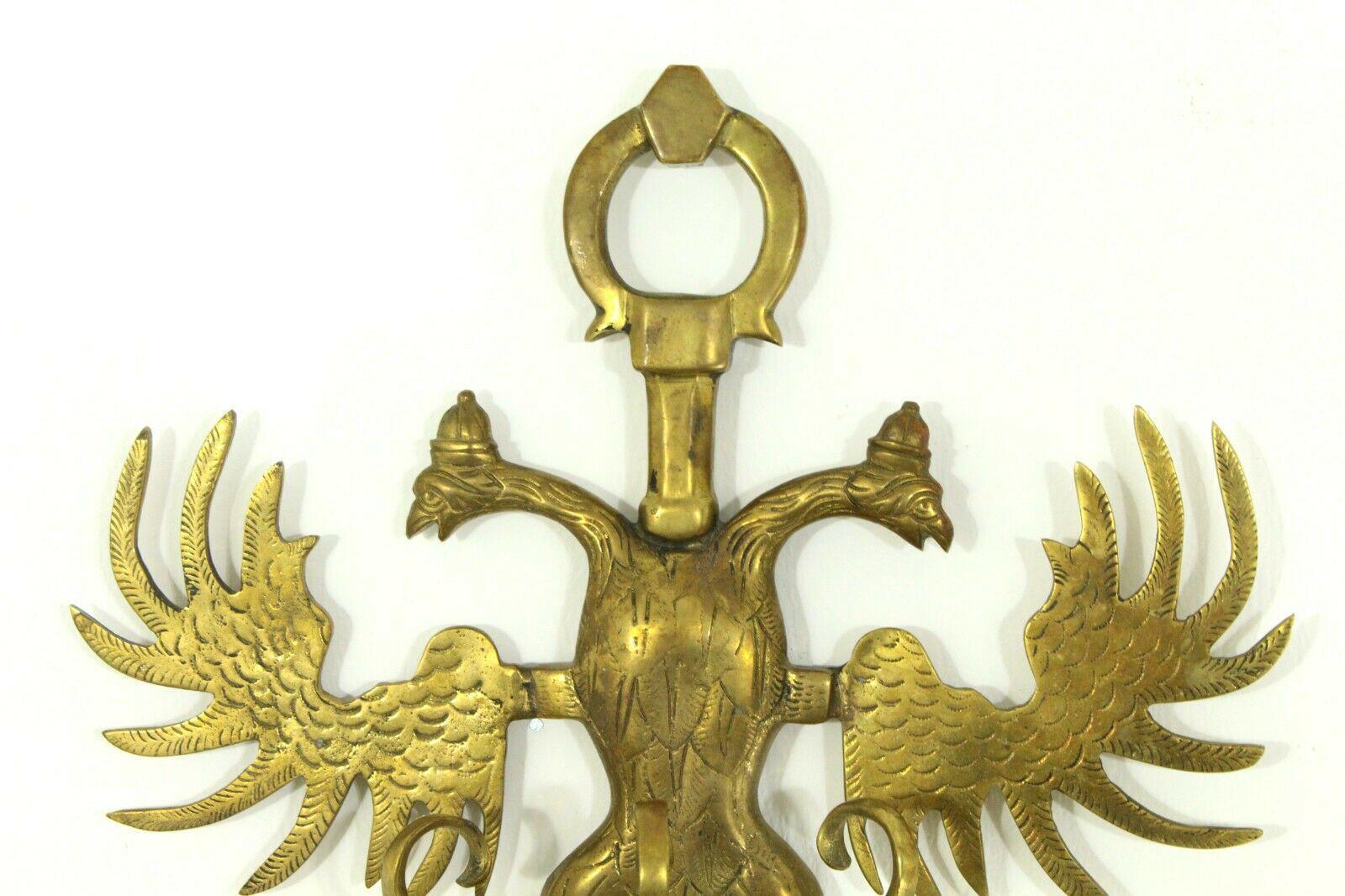 Pair 19thc Russian Imperial Gold Bronze Wall Candle Sconces.  Eagle Decoration For Sale 2
