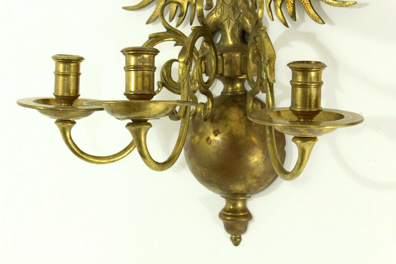 Pair 19thc Russian Imperial Gold Bronze Wall Candle Sconces.  Eagle Decoration For Sale 4