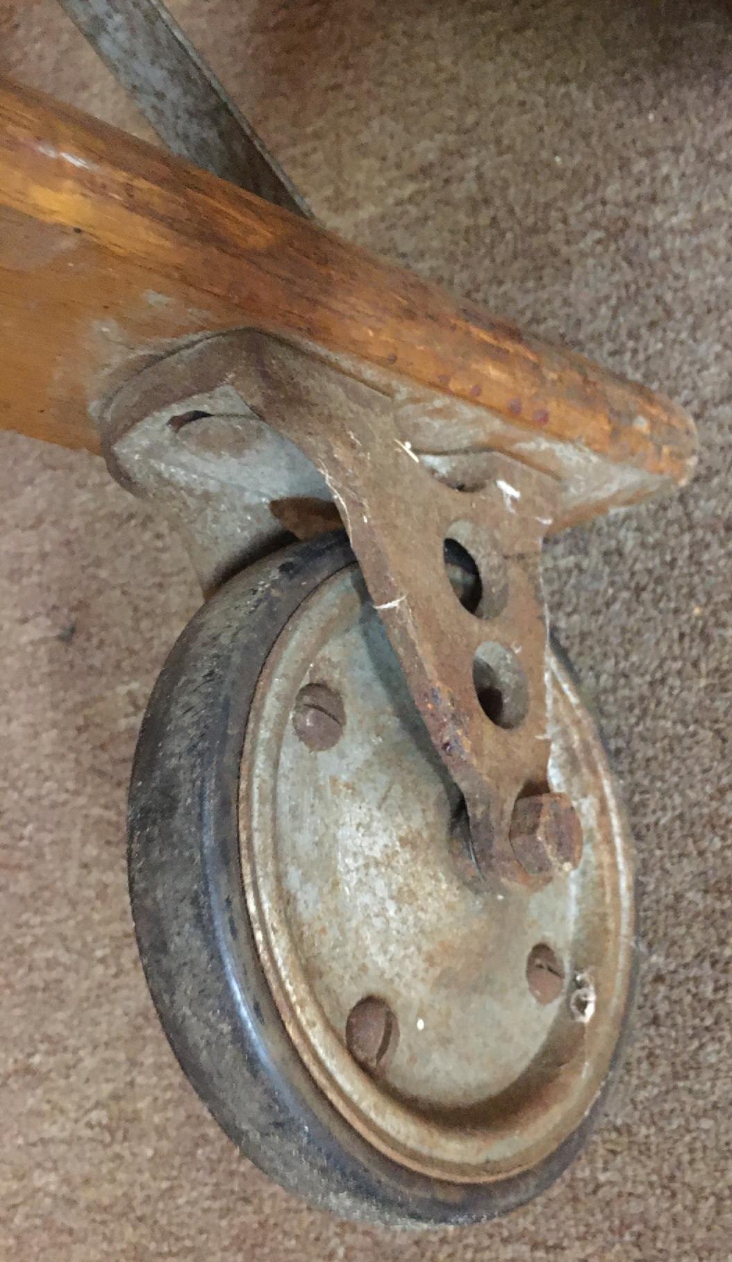 Pair 19thc Tall Haberdashery Tall Rolling Industrial Solid Oak Ladders For Sale 6