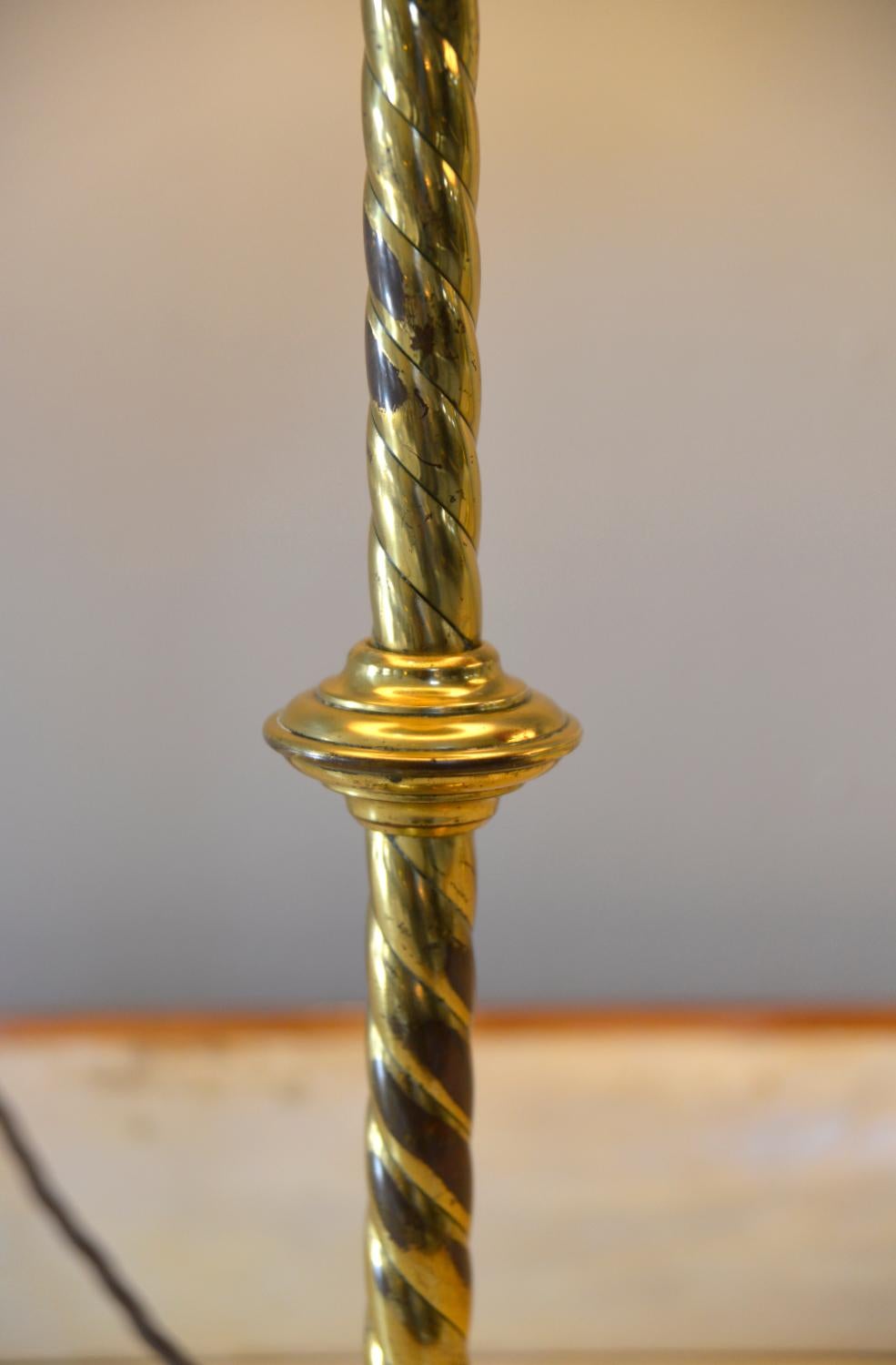 Pair 19thC Victorian Brass Gothic Church Ecclesiastical Candlestick Table Lamps For Sale 8