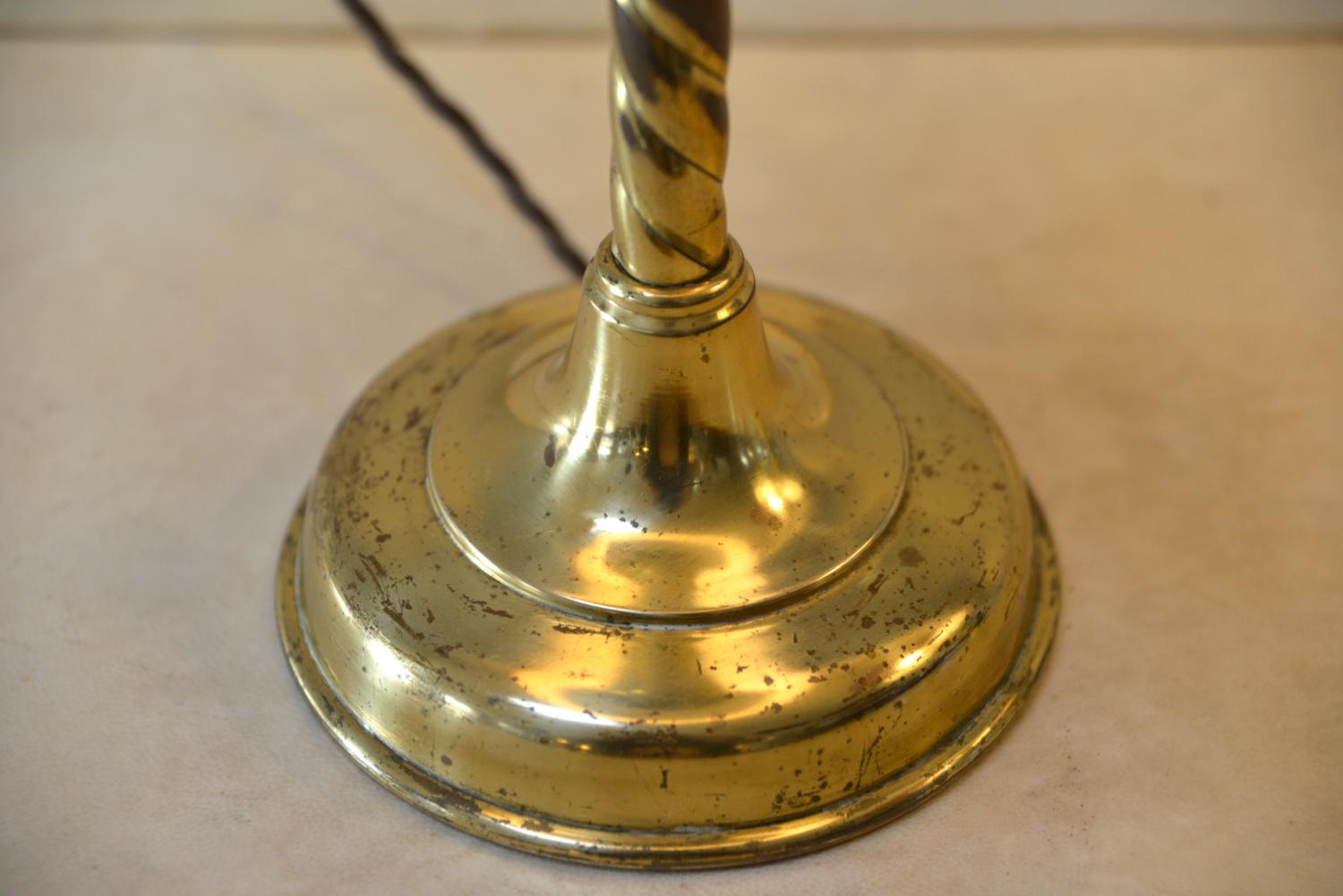 Pair 19thC Victorian Brass Gothic Church Ecclesiastical Candlestick Table Lamps For Sale 9