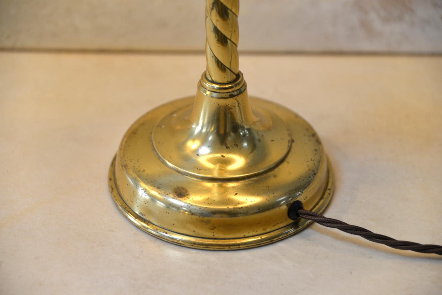 Pair 19thC Victorian Brass Gothic Church Ecclesiastical Candlestick Table Lamps For Sale 10