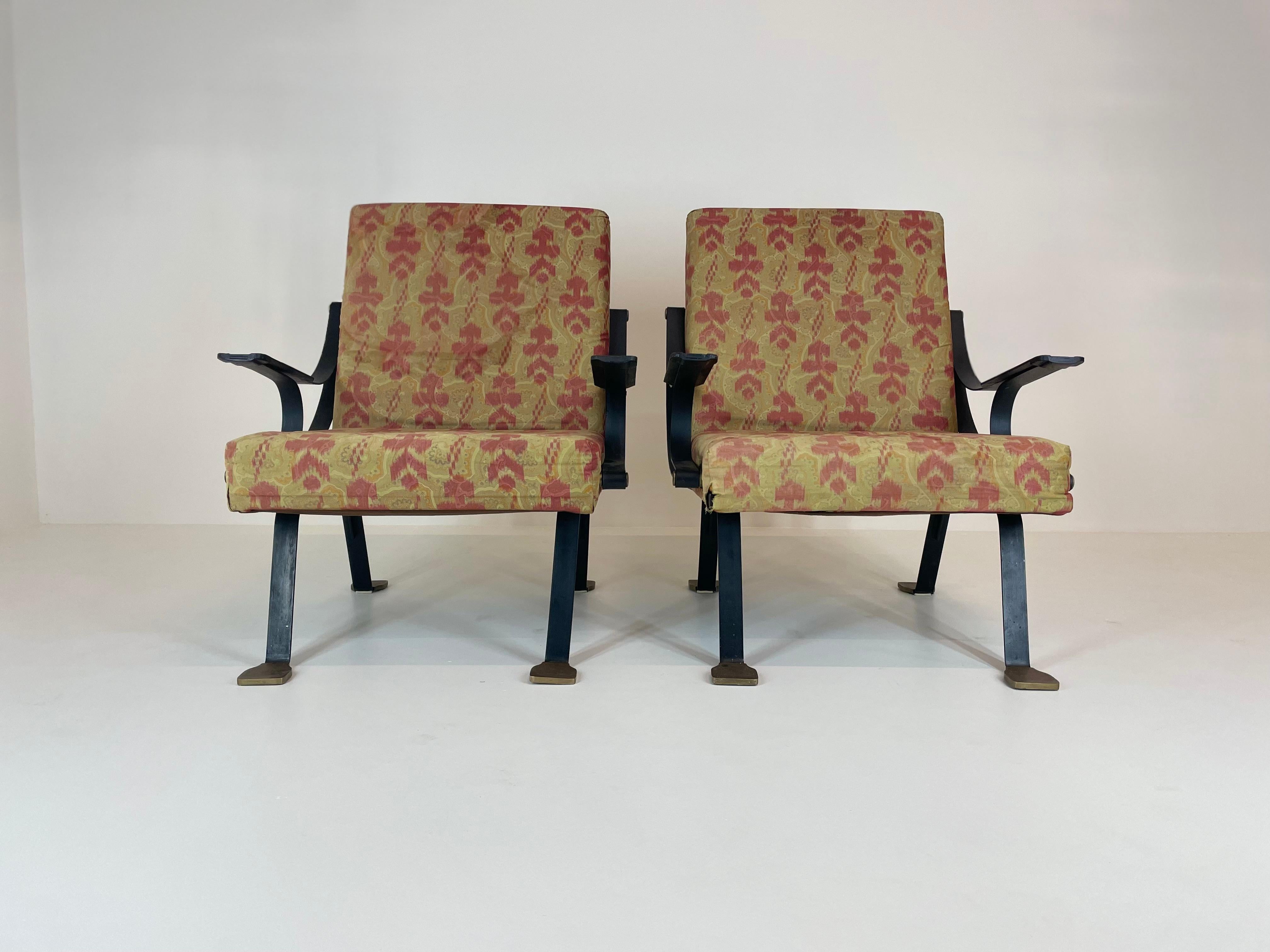 Lacquered Pair 1st Edition Ignazio Gardella Digamma Armchairs for Gavina Italy, 1960s For Sale