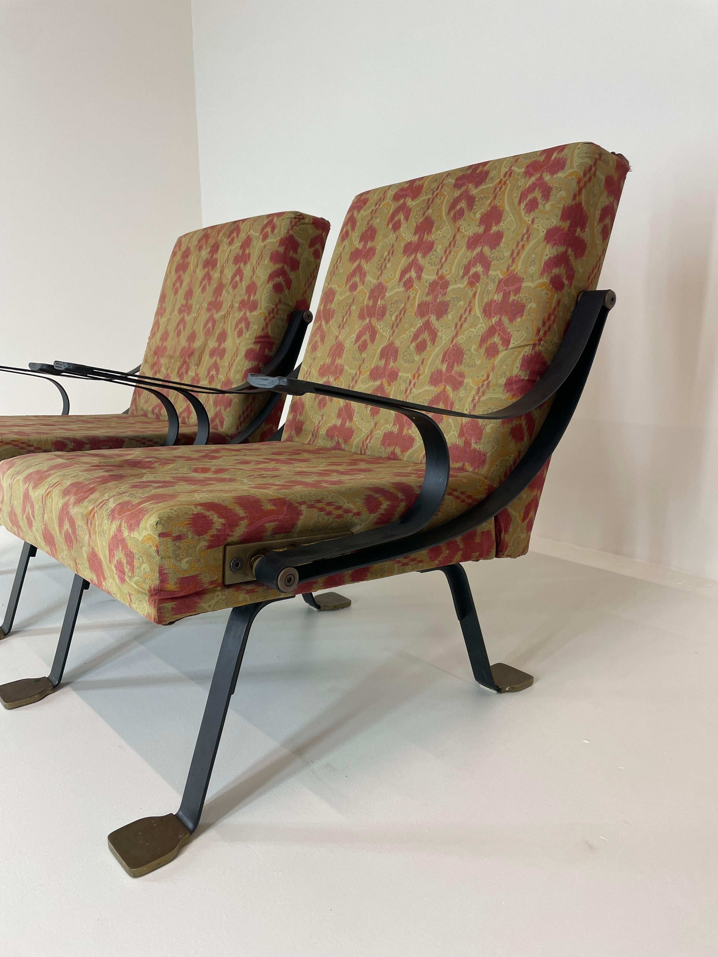 Mid-20th Century Pair 1st Edition Ignazio Gardella Digamma Armchairs for Gavina Italy, 1960s For Sale