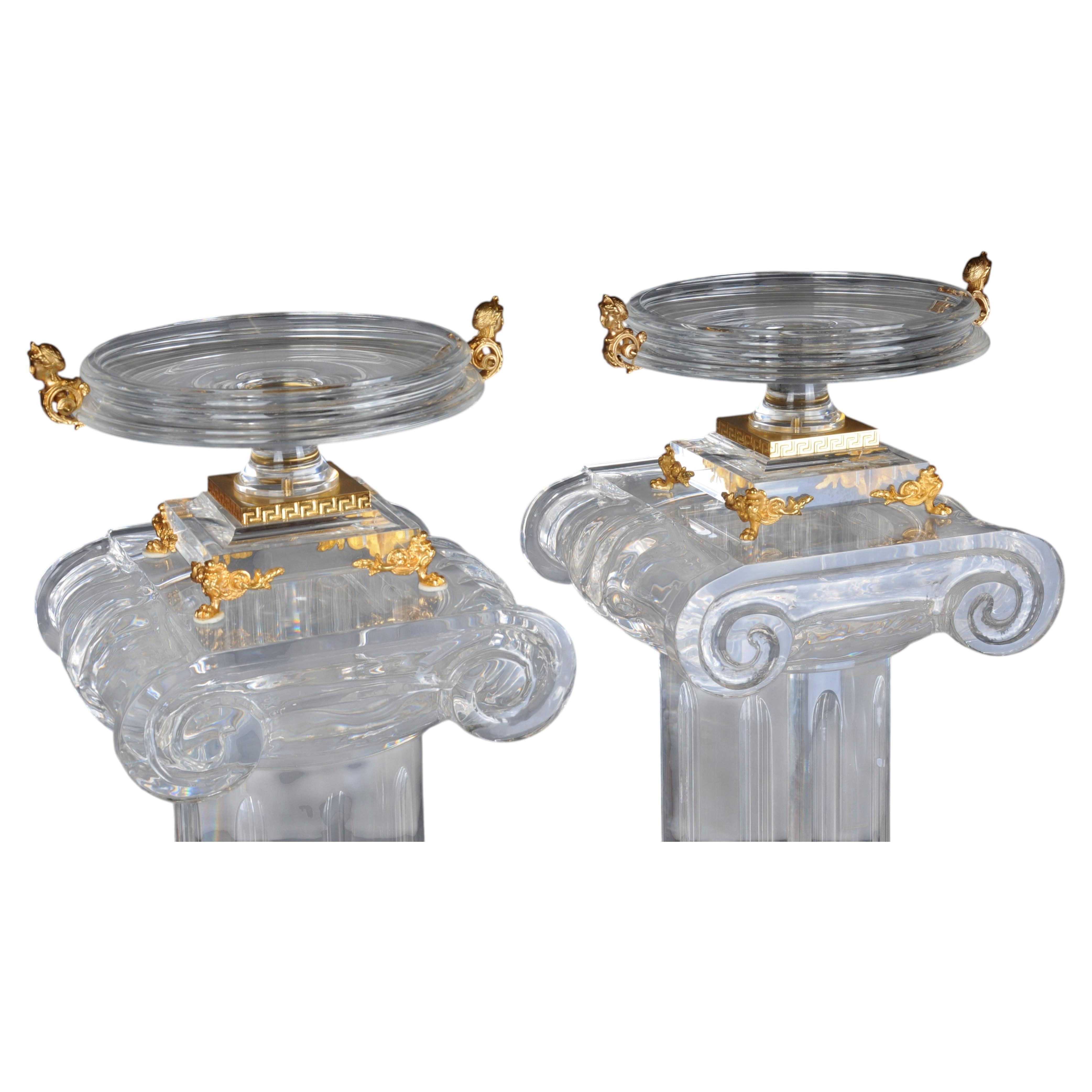 Pair (2) Acrylic Bowls in Hollywood Regency Style, Acrylic and Gilding. For Sale