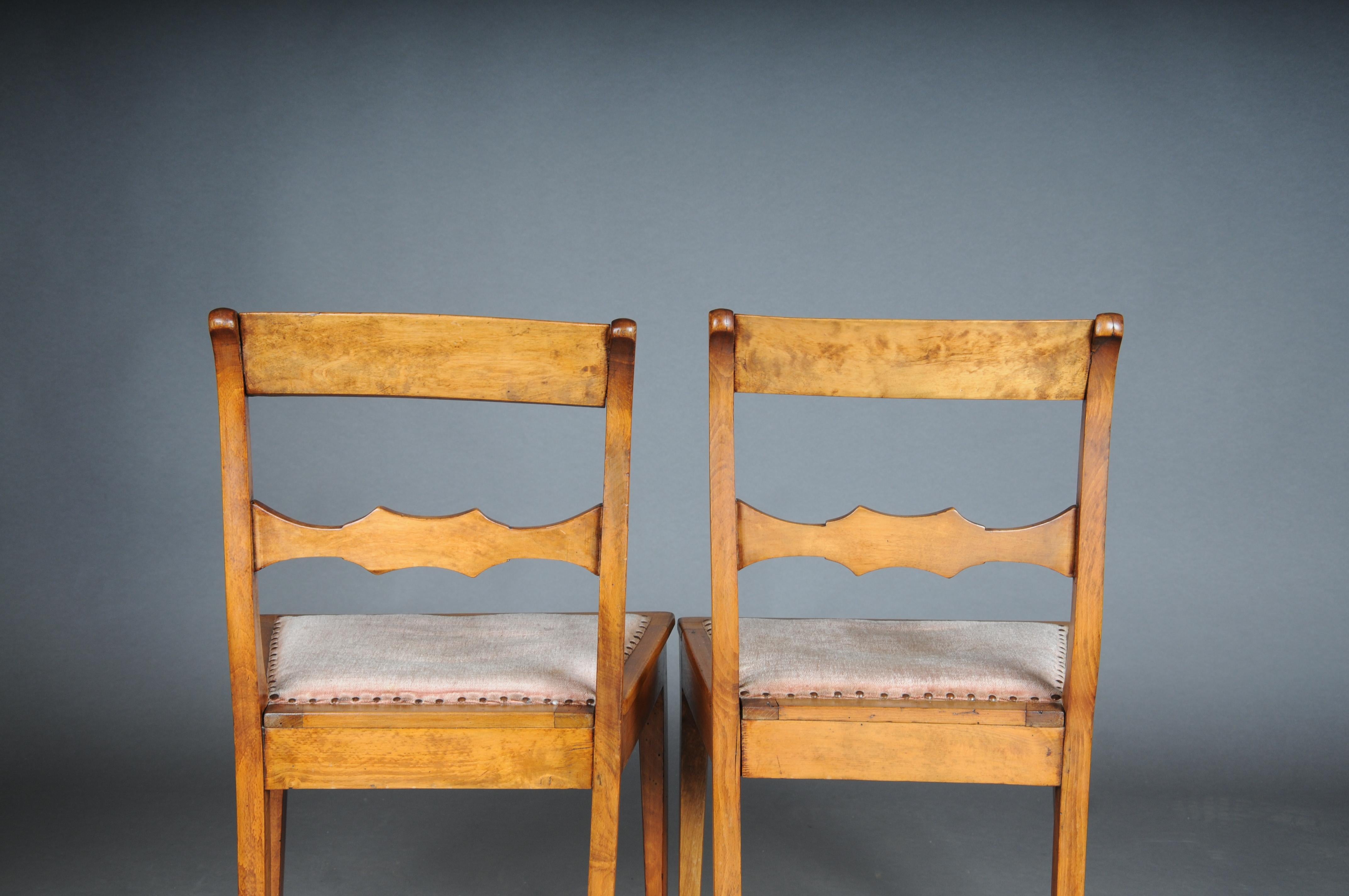 Pair (2) antique Biedermeier chairs circa 1840, birch For Sale 4