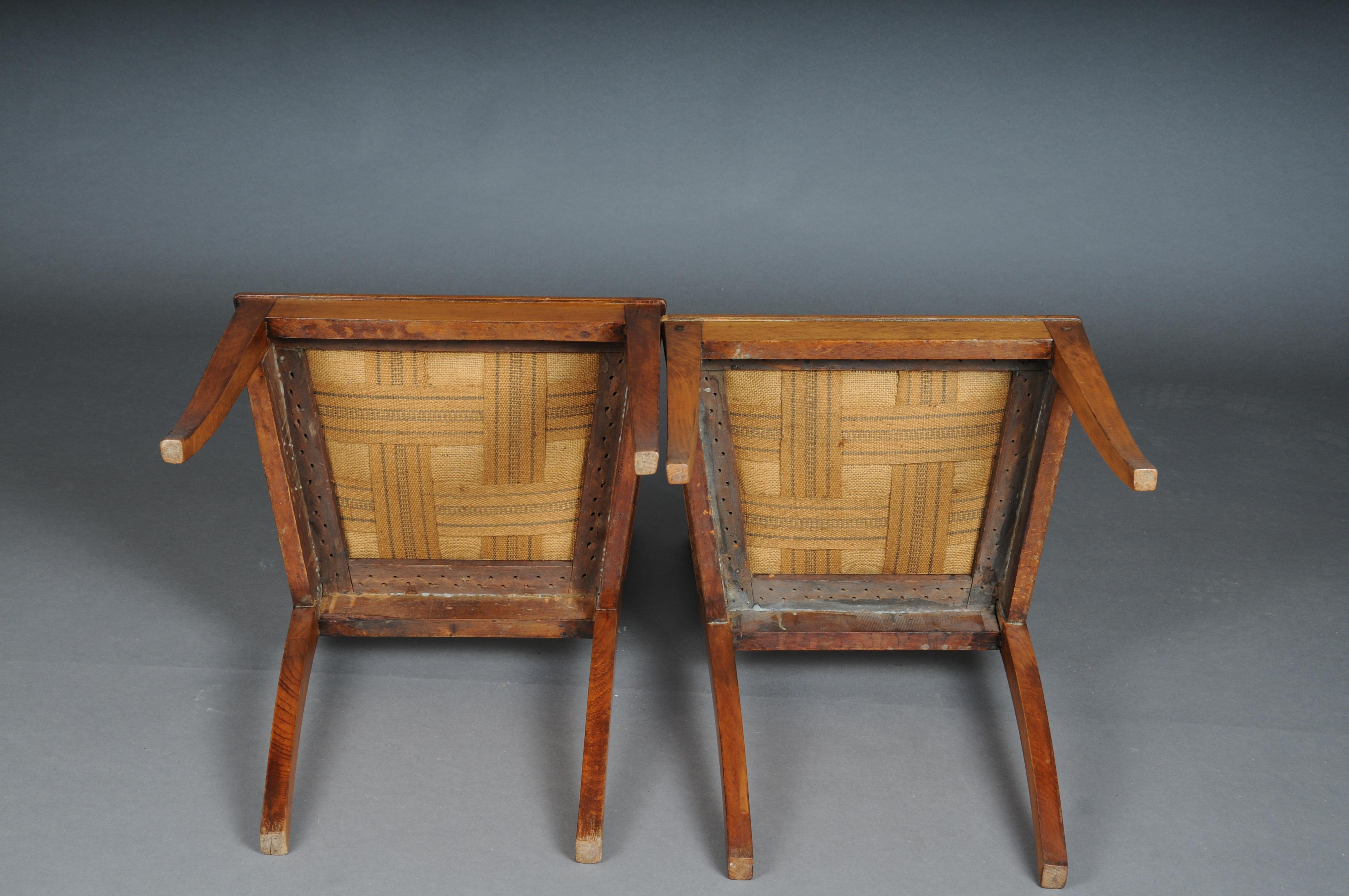 Pair (2) antique Biedermeier chairs circa 1840, birch For Sale 5