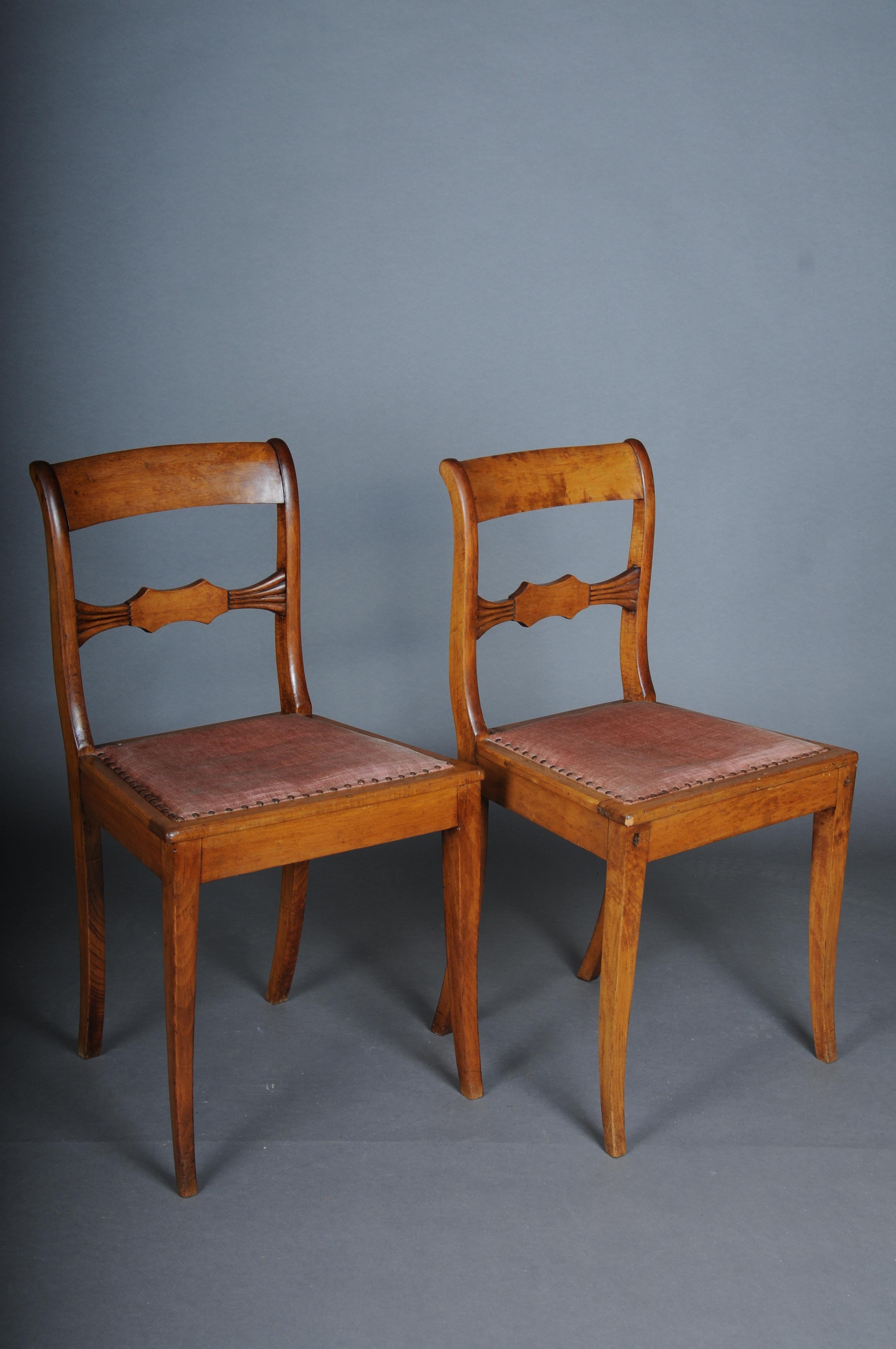 Pair (2) antique Biedermeier chairs circa 1840, birch For Sale 8
