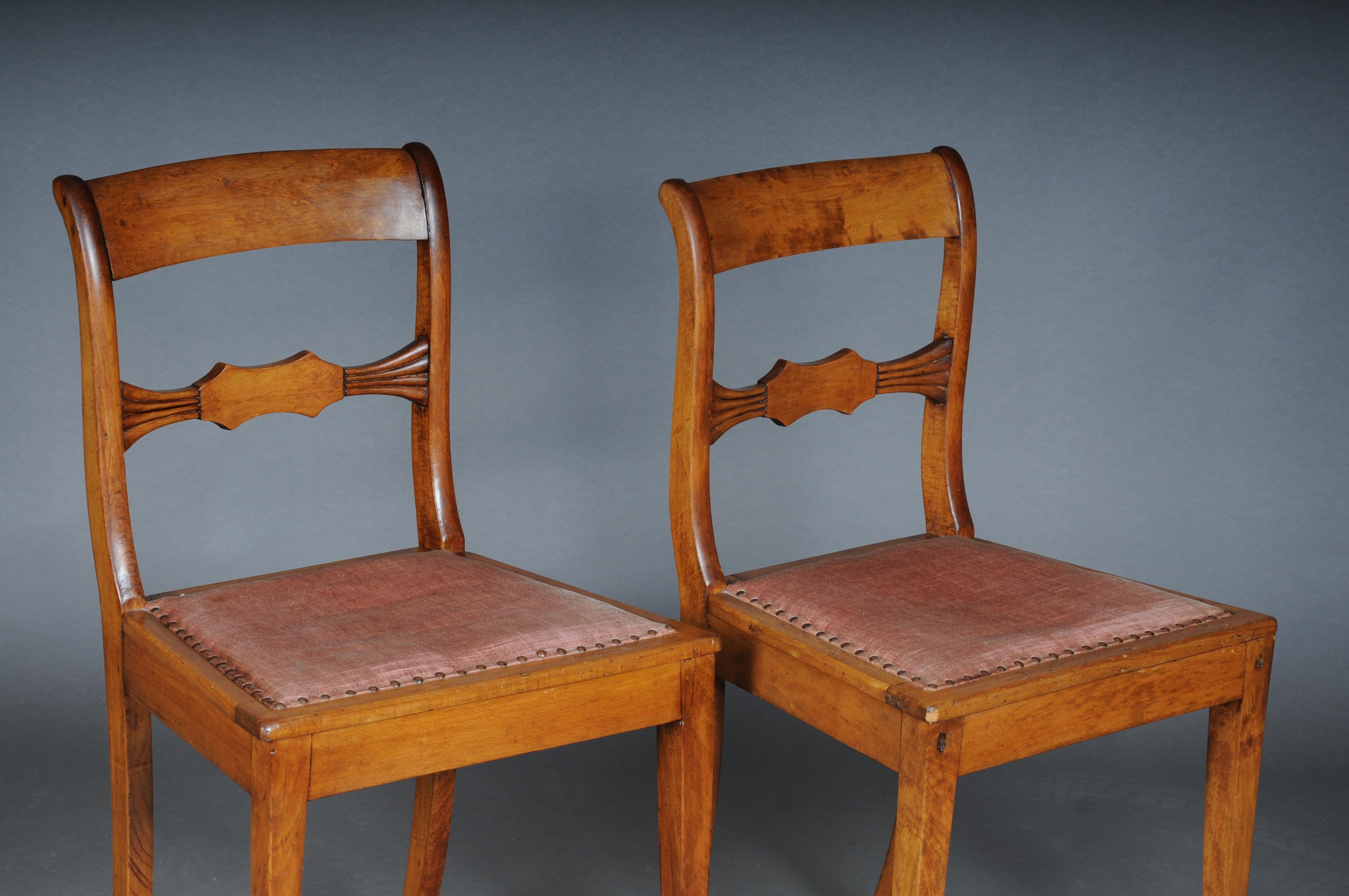 Pair (2) antique Biedermeier chairs circa 1840, birch For Sale 9