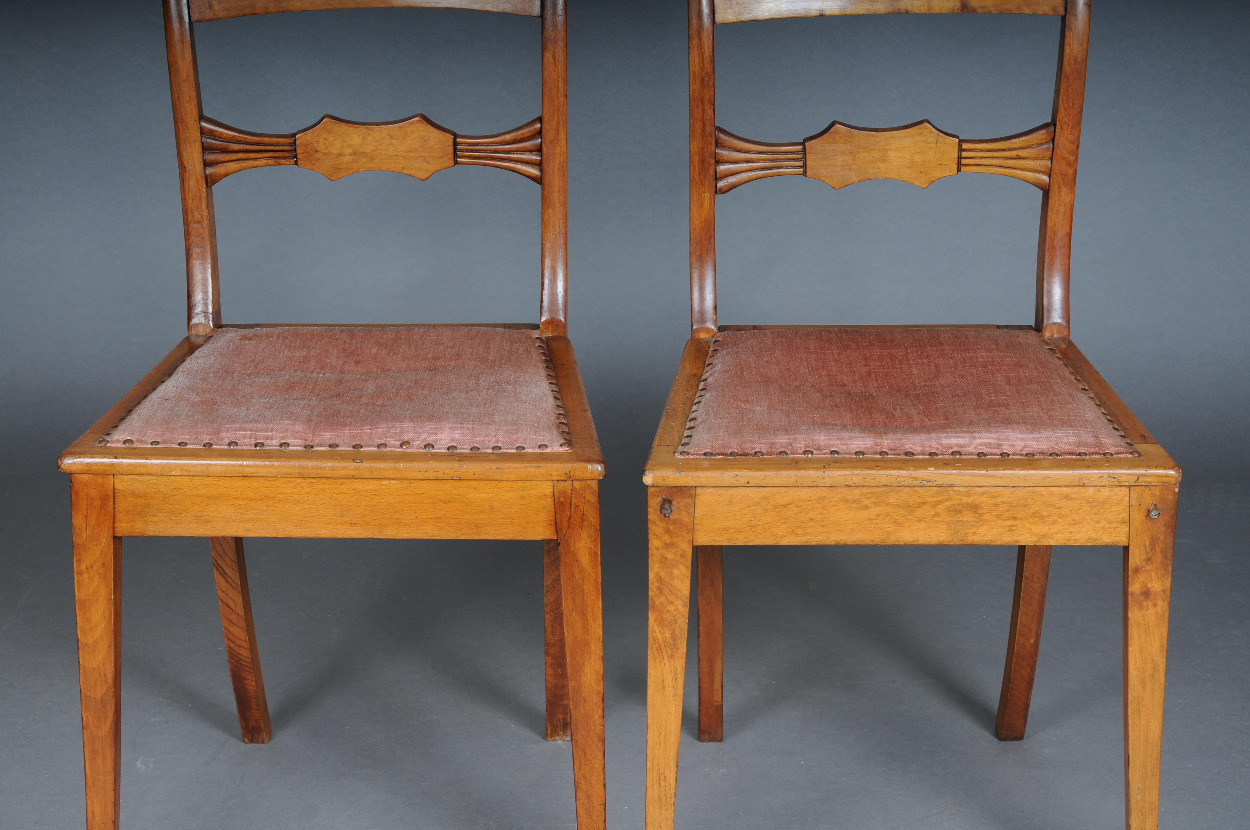 Mid-19th Century Pair (2) antique Biedermeier chairs circa 1840, birch For Sale