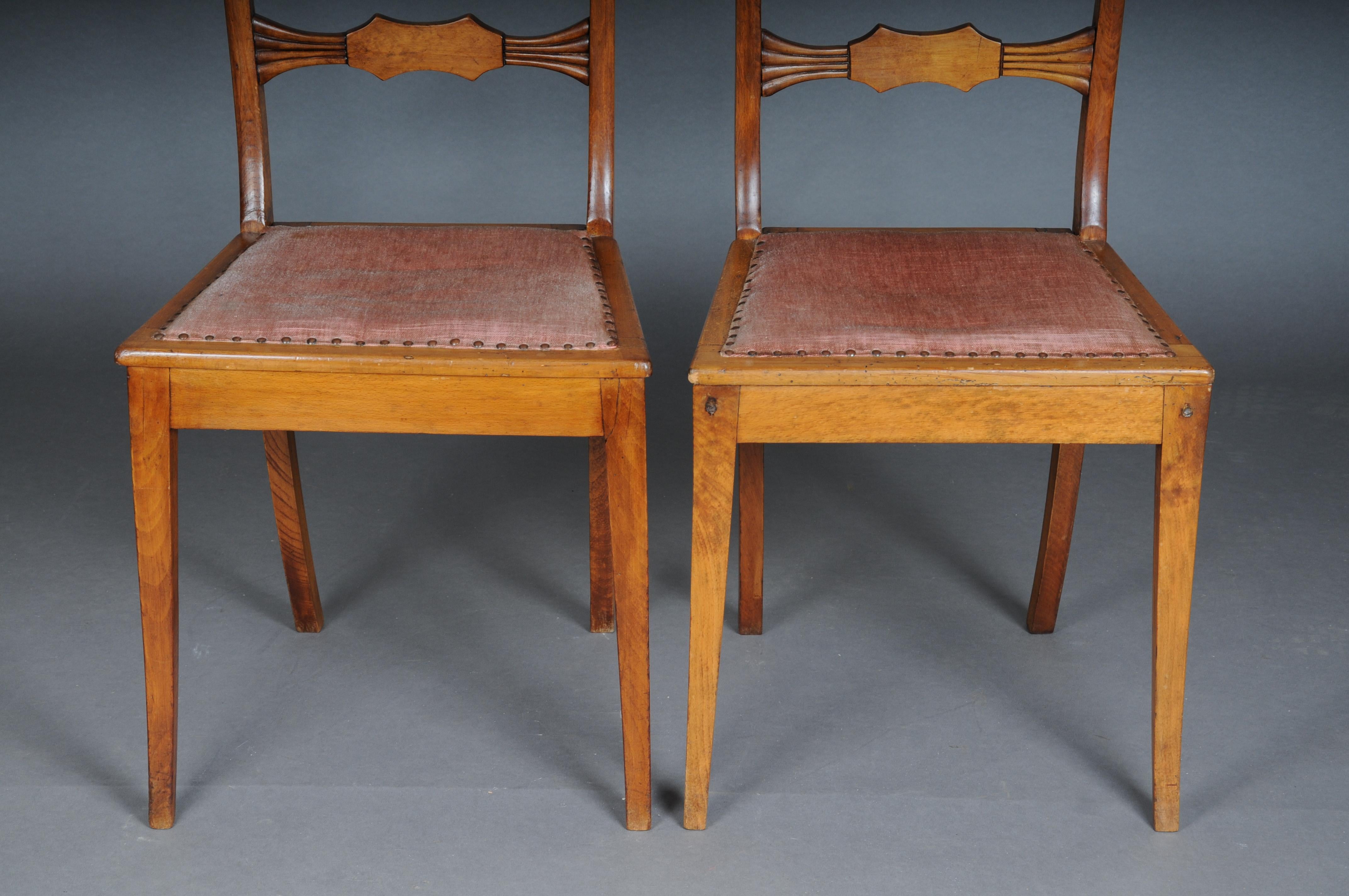 Birch Pair (2) antique Biedermeier chairs circa 1840, birch For Sale
