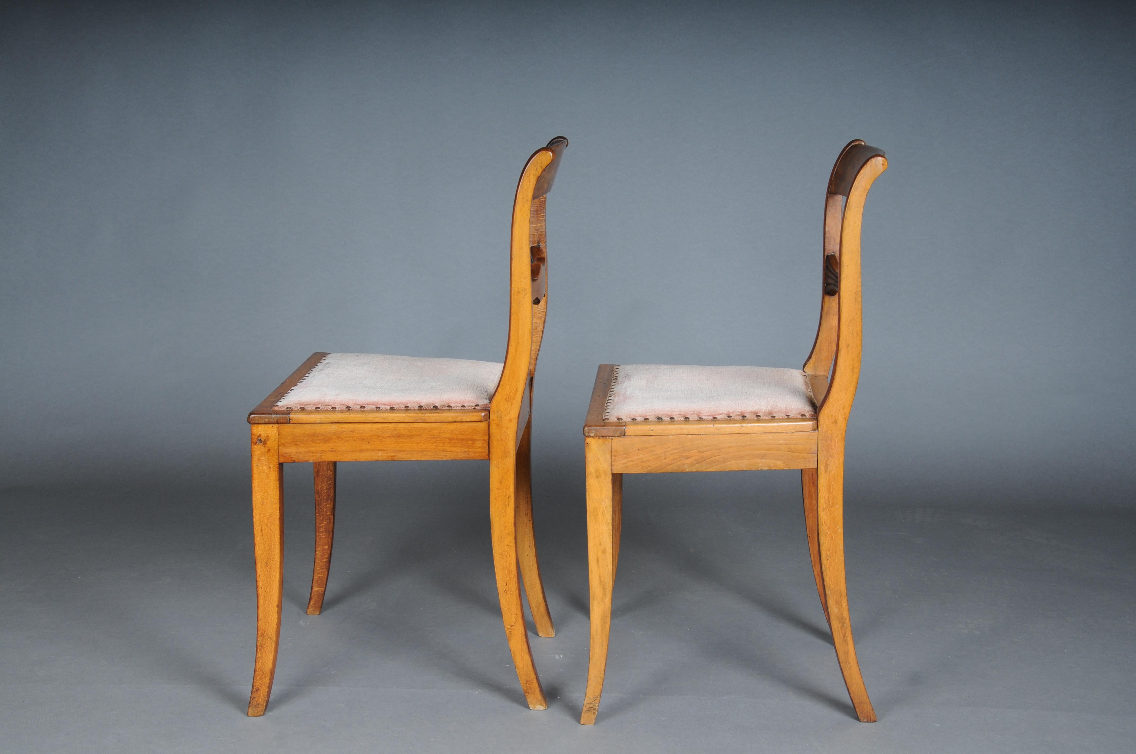 Pair (2) antique Biedermeier chairs circa 1840, birch For Sale 2