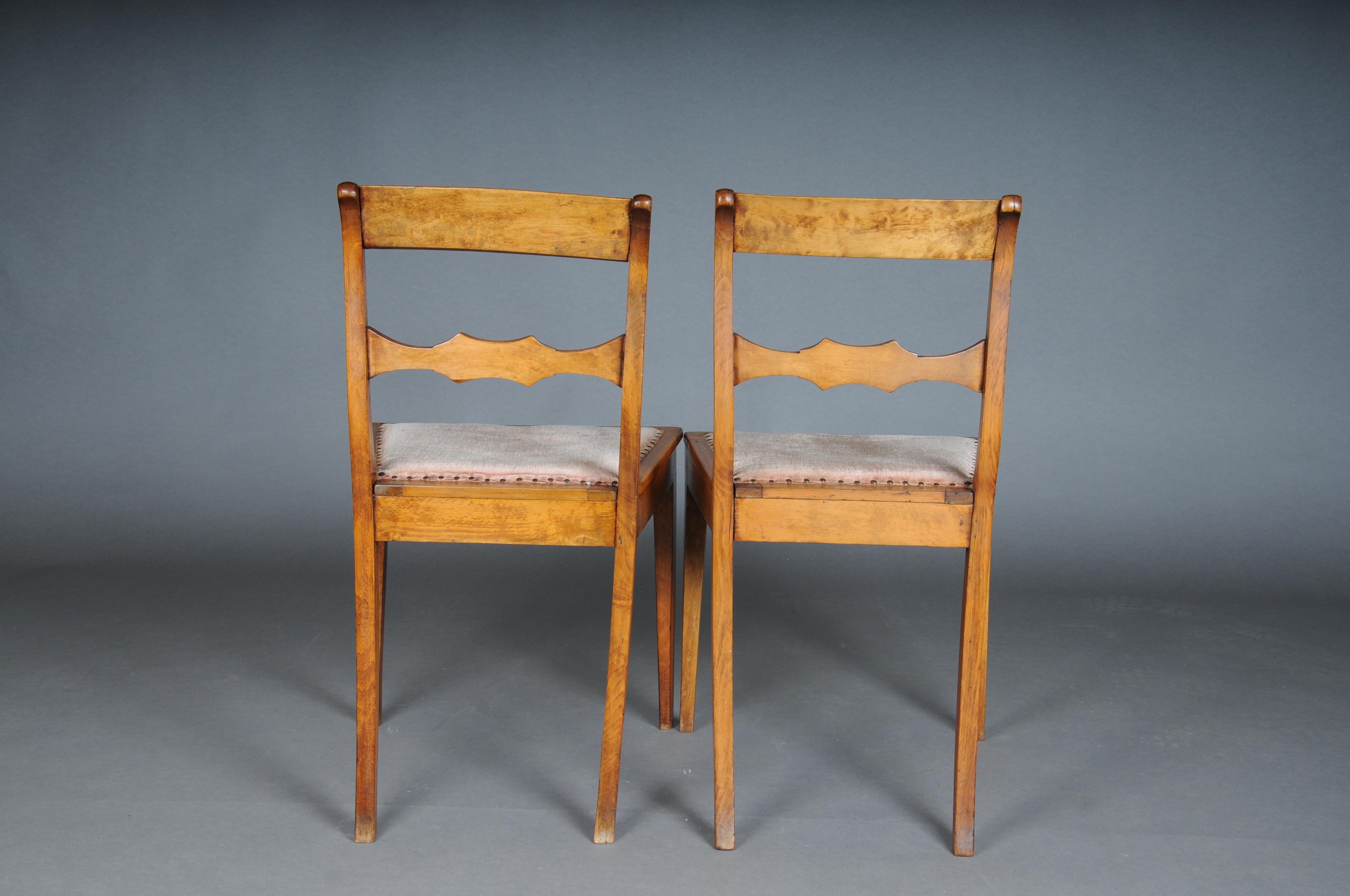 Pair (2) antique Biedermeier chairs circa 1840, birch For Sale 3