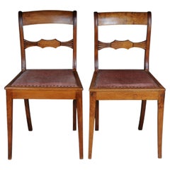 Paire (2) de chaises anciennes Biedermeier vers 1840, bouleau