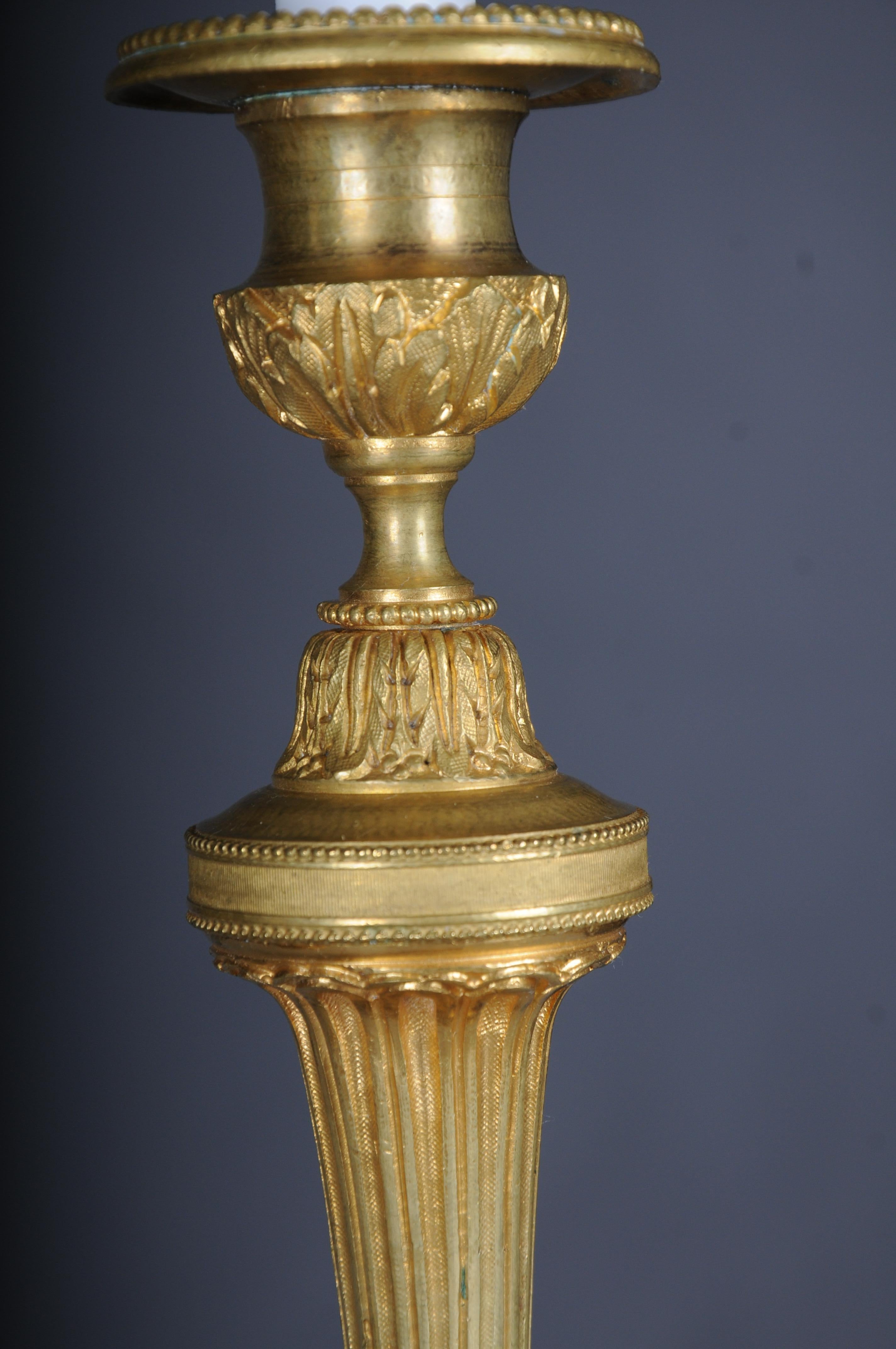 Pair (2) Antique Empire fire-gilt bronze candlesticks, Paris For Sale 4