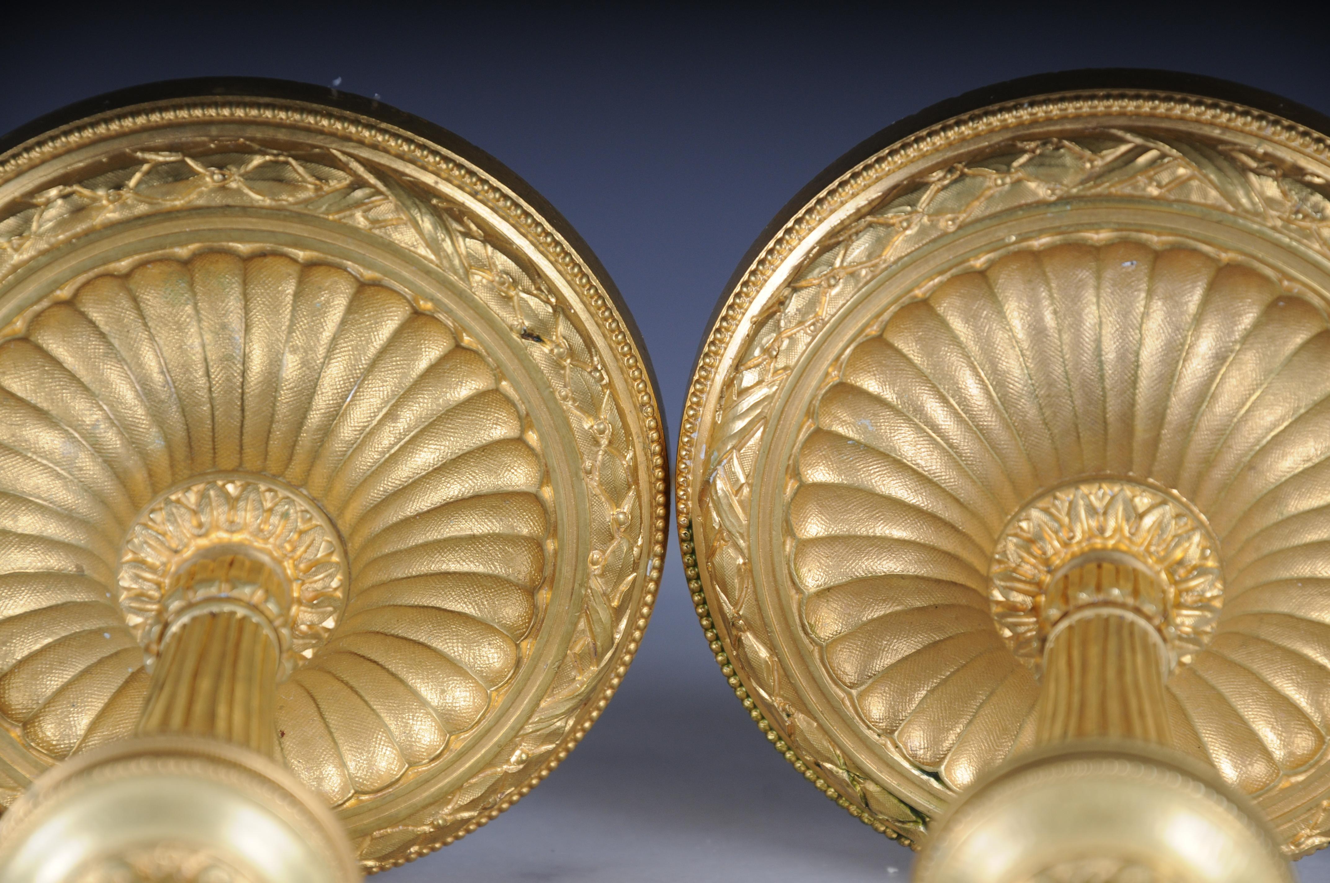 Paar (2) Antike Empire-Kerzenständer aus feuervergoldeter Bronze, Paris im Angebot 13