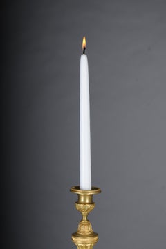 Pair (2) Antique Empire fire-gilt bronze candlesticks, Paris