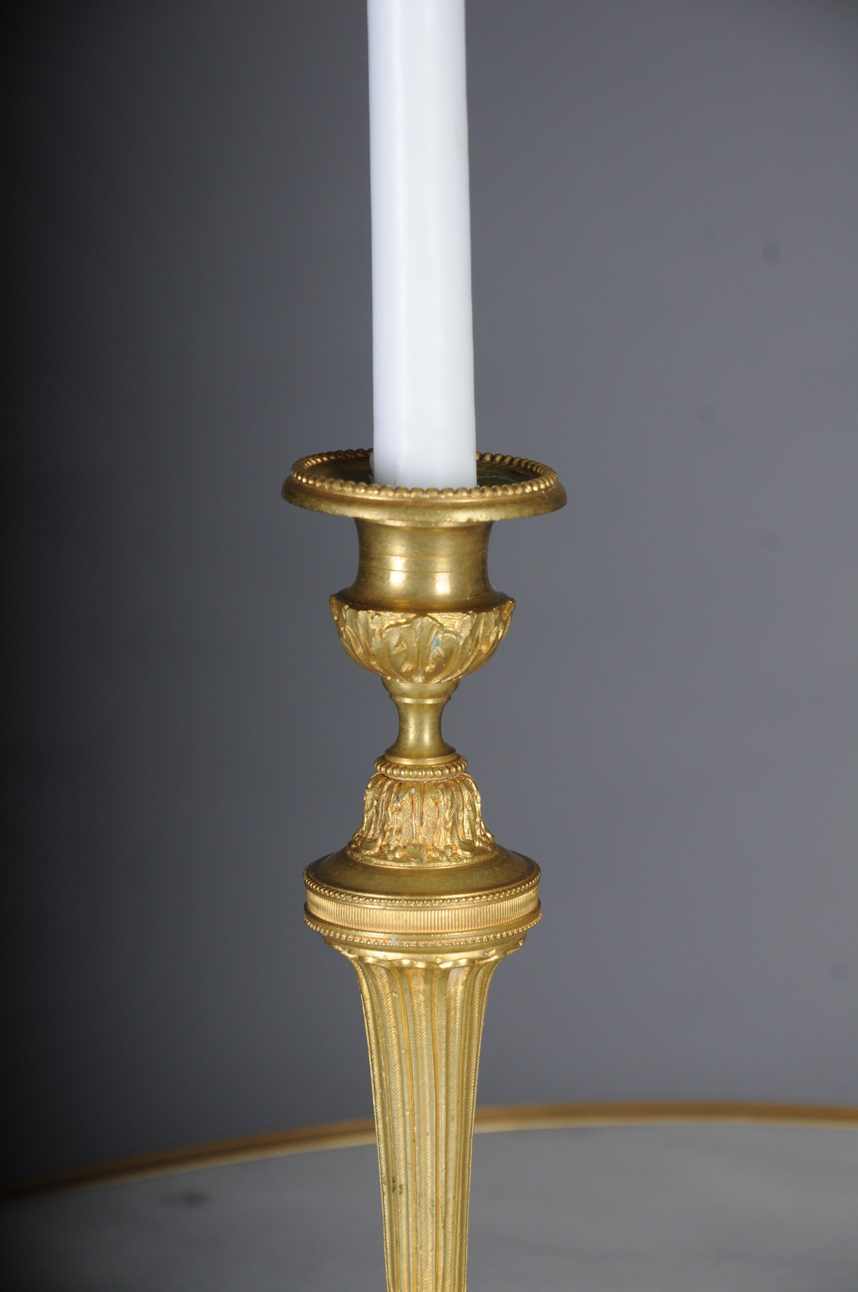 French Pair (2) Antique Empire fire-gilt bronze candlesticks, Paris For Sale