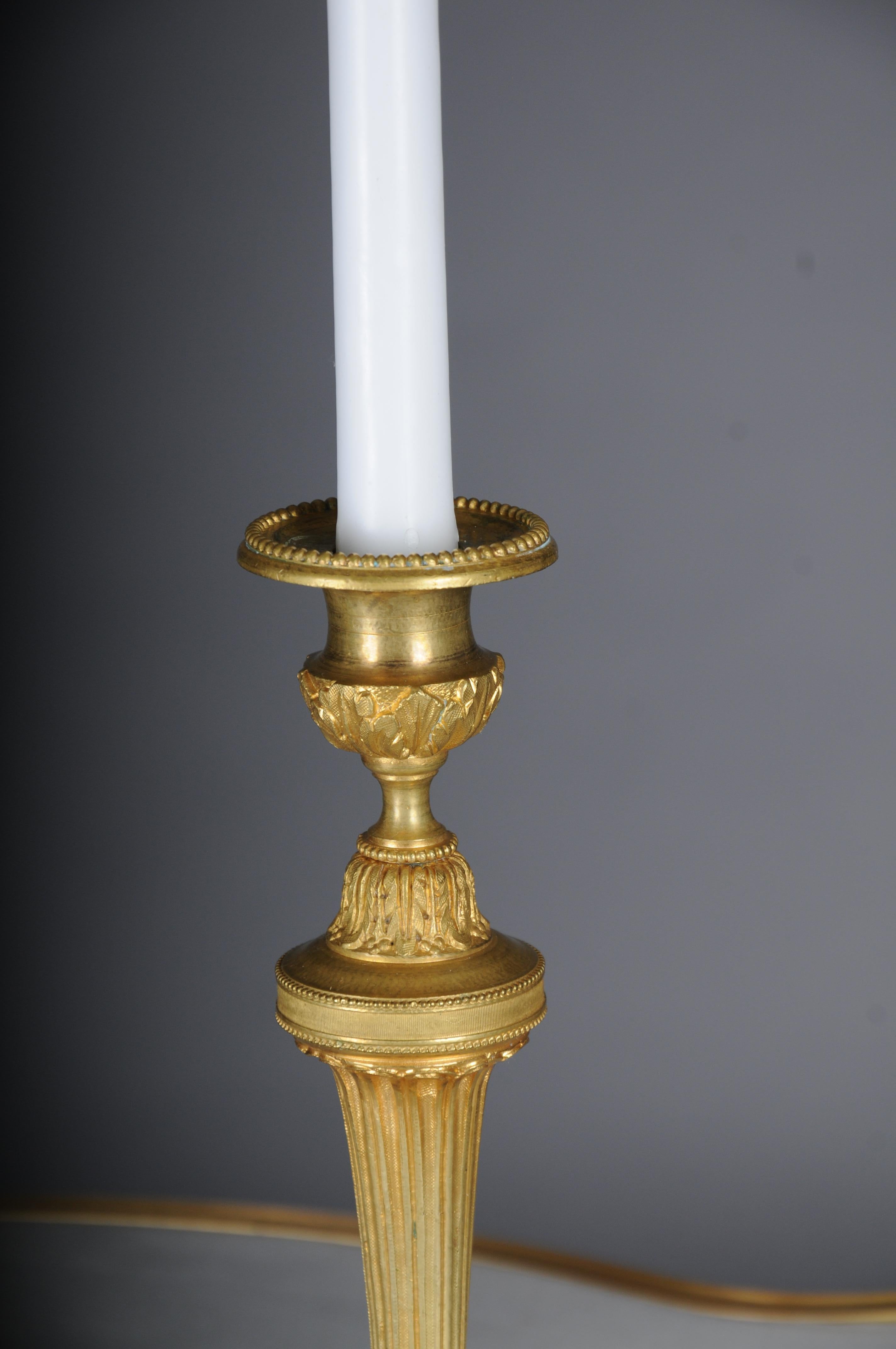 Pair (2) Antique Empire fire-gilt bronze candlesticks, Paris In Good Condition For Sale In Berlin, DE