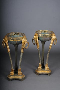 Pair (2) antique gueridons/floral columns in Athens, France, 19th century