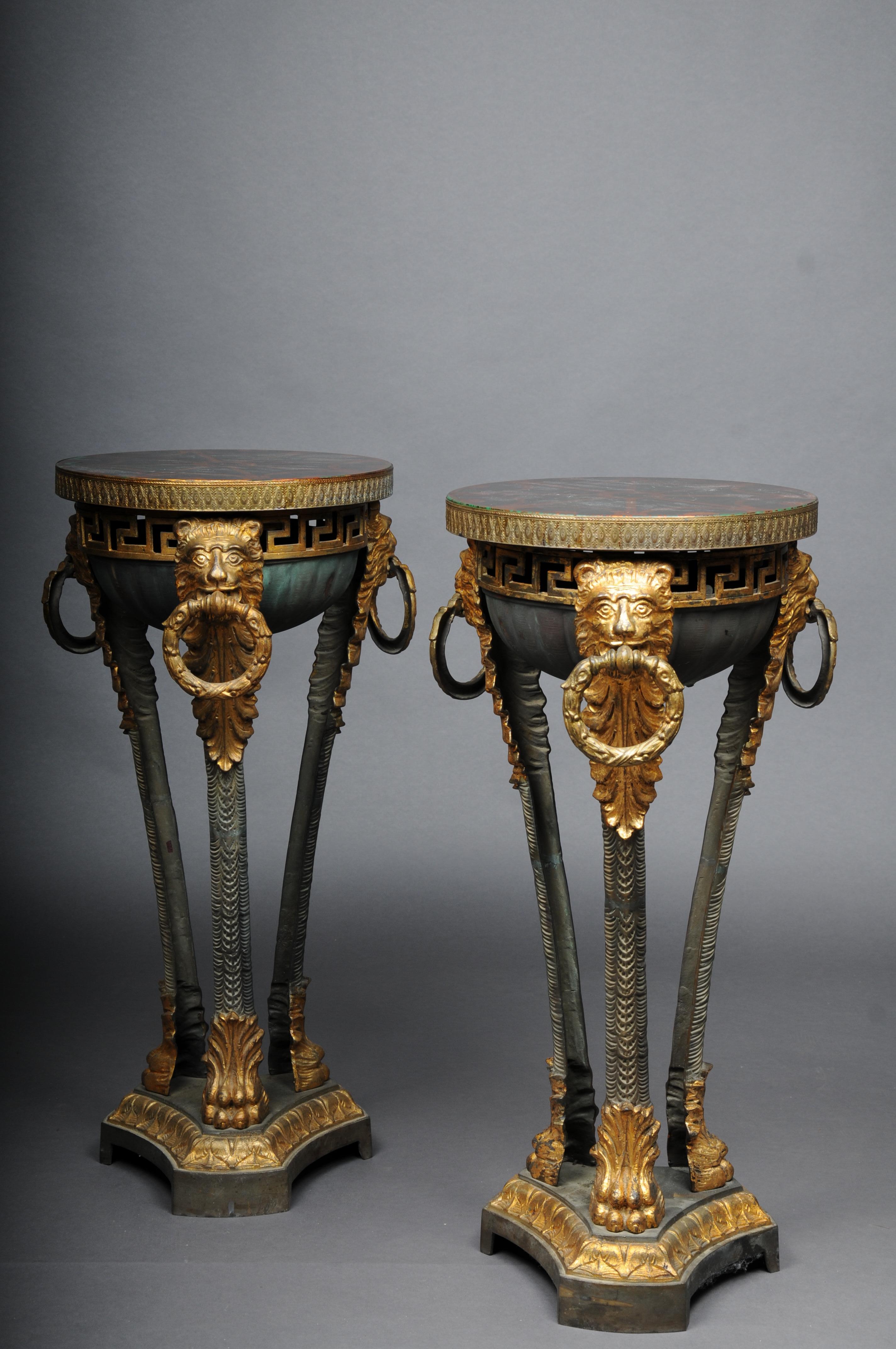 French Pair (2) antique gueridons/floral columns in Athens, France, 19th century For Sale