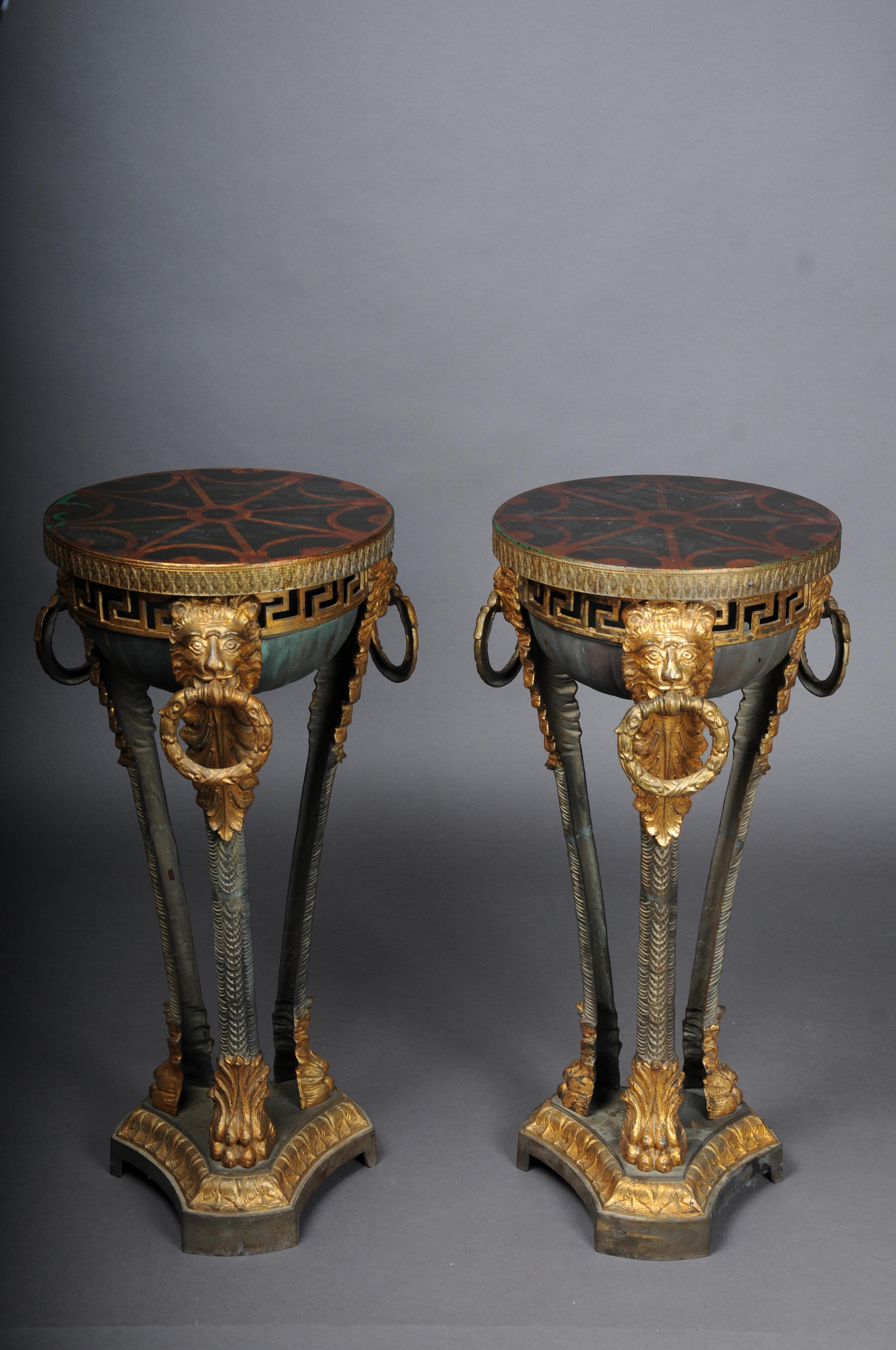Gilt Pair (2) antique gueridons/floral columns in Athens, France, 19th century For Sale