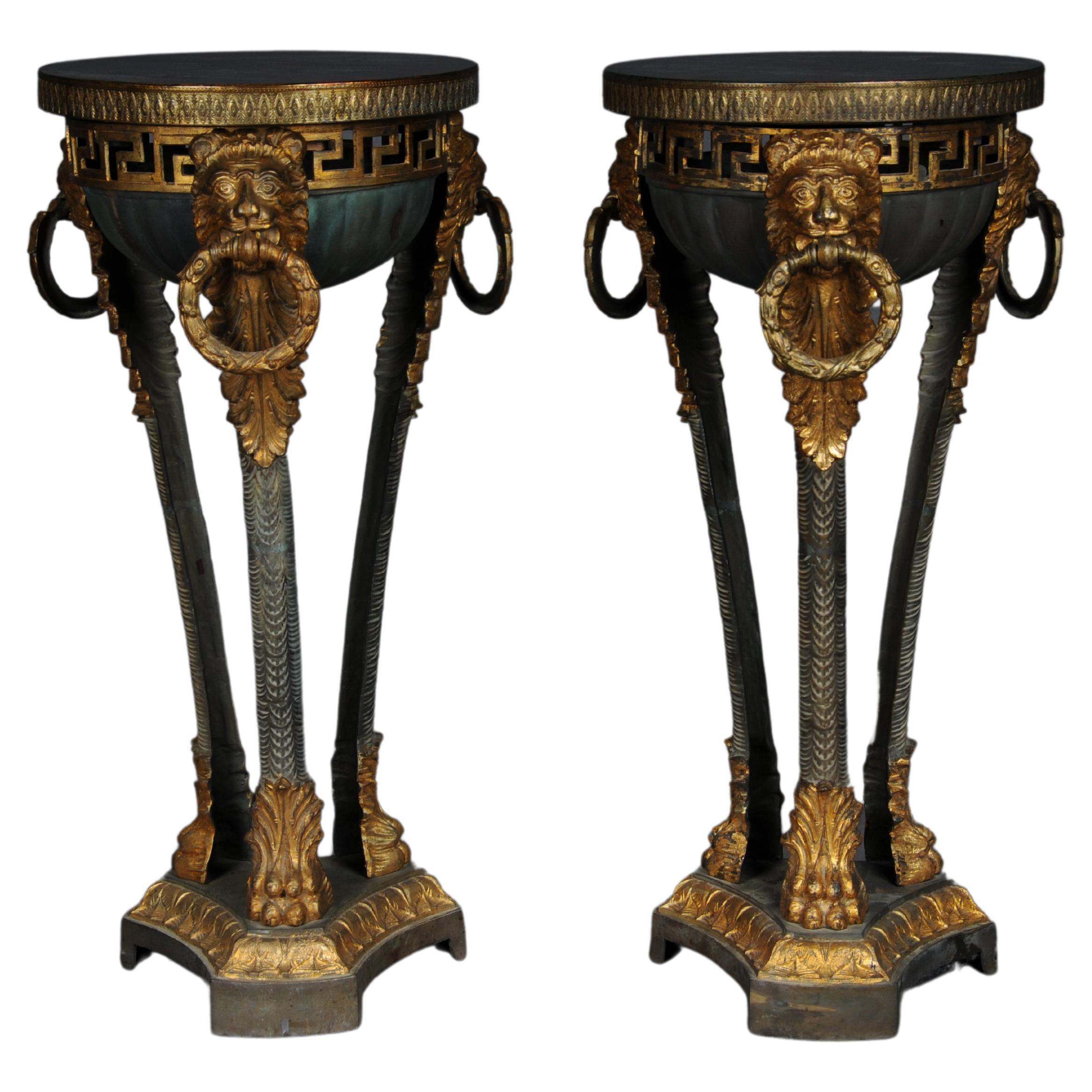 Pair (2) antique gueridons/floral columns in Athens, France, 19th century